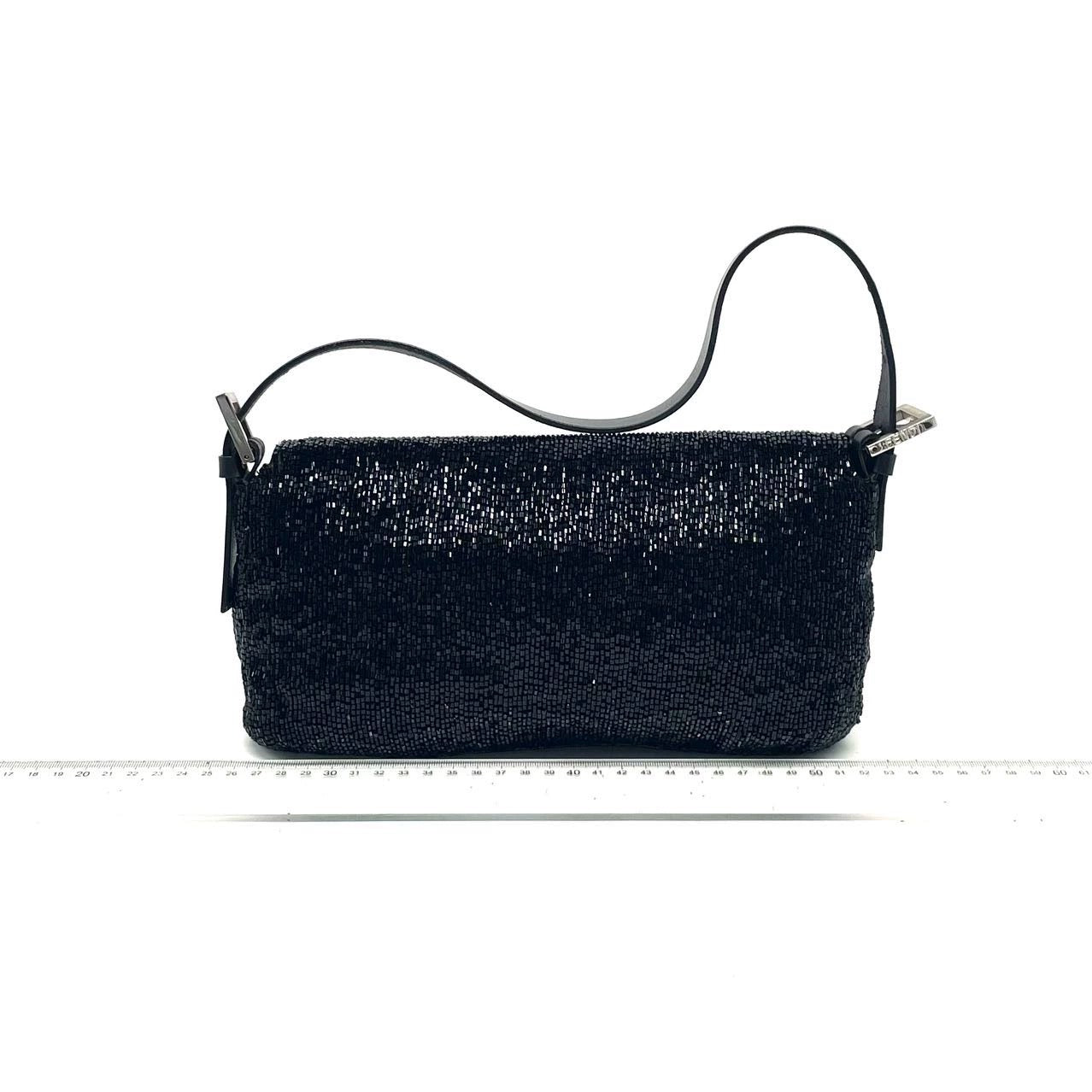 Fendi Baguette   Black Glitter Beads Shoulder Bag