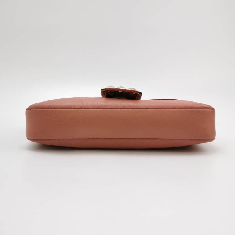 Fendi Baguette Pink Leather with Gold Studded Metal Buckle