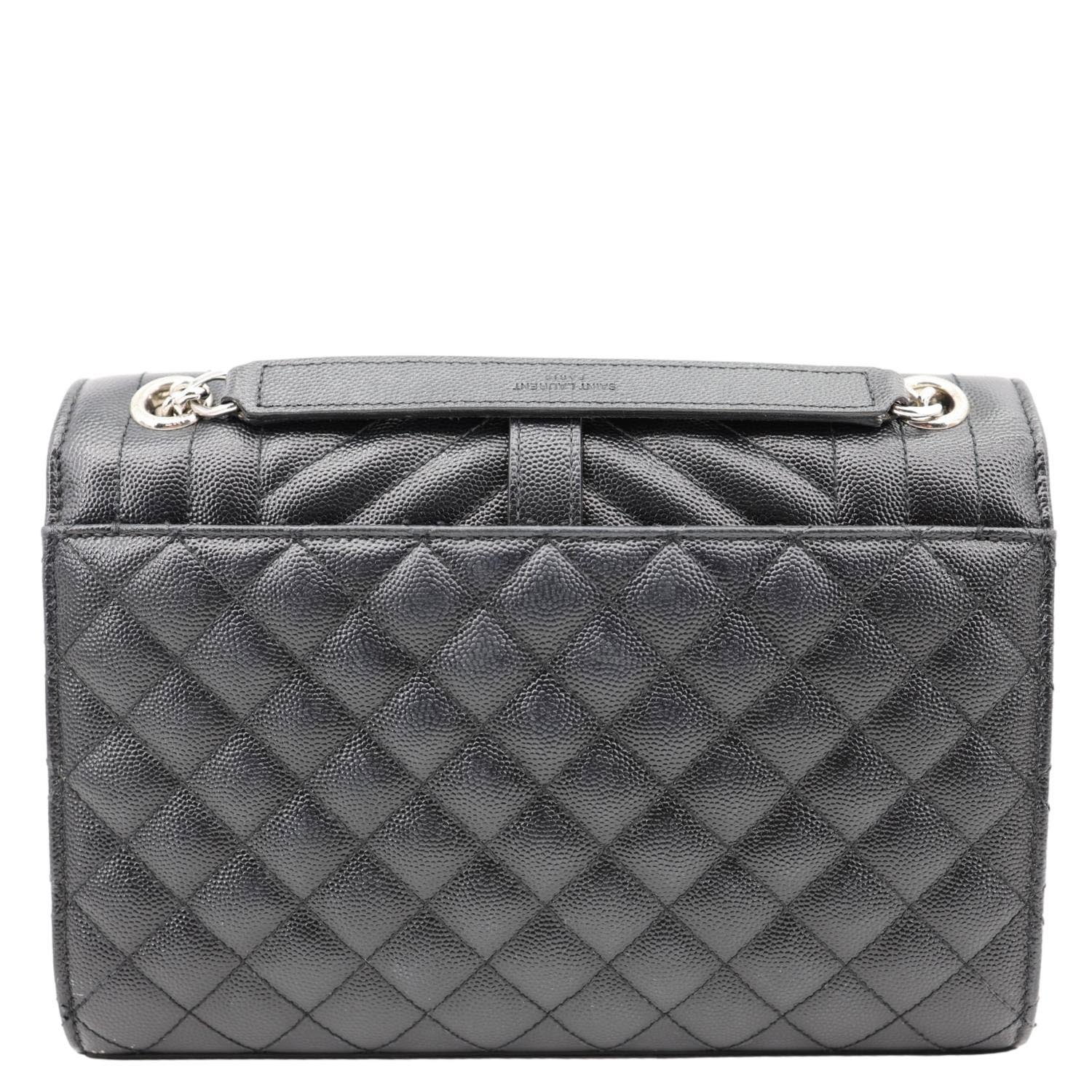YVES SAINT LAURENT Envelope Medium Mix Matelasse Leather Shoulder Bag Black