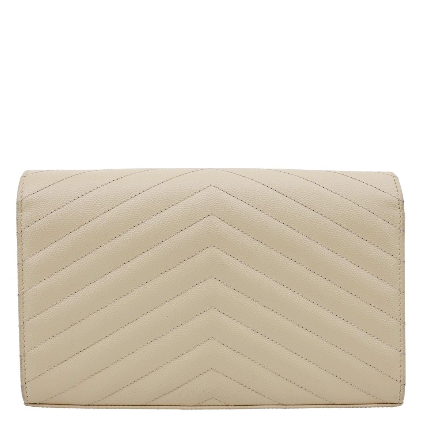 YVES SAINT LAURENT Cassandra Matelasse Grain De Poudre Chain Wallet Cream