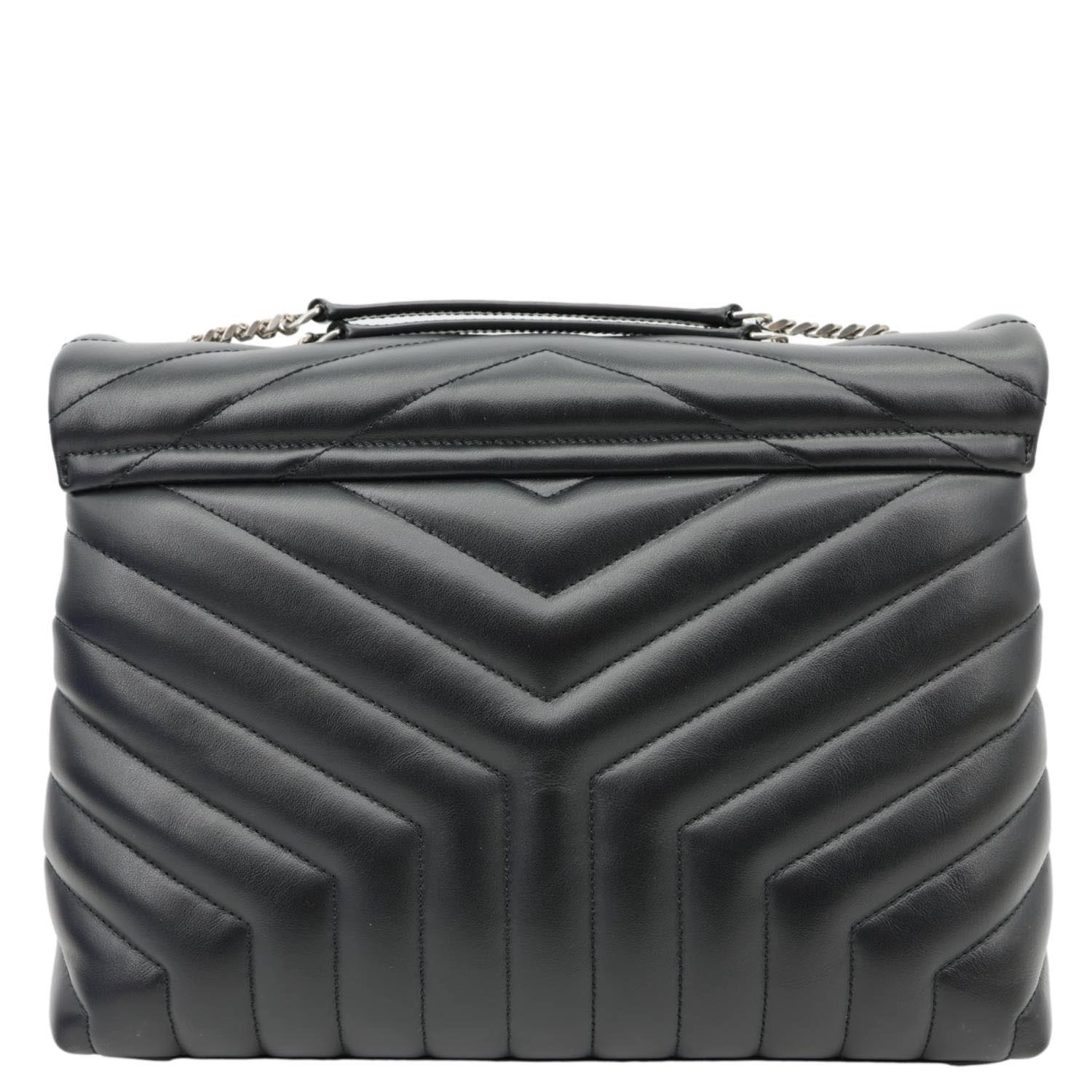 YVES SAINT LAURENT Loulou Medium Quilted Leather Crossbody Bag Black