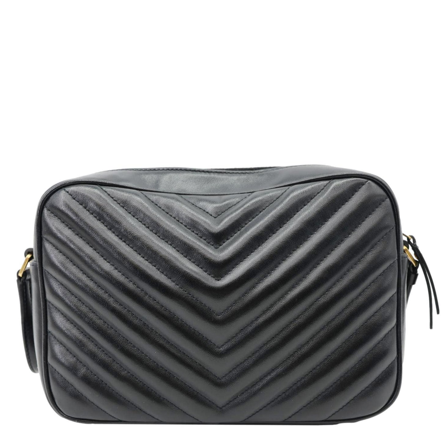 YVES SAINT LAURENT Lou Chevron Leather Camera Bag Black