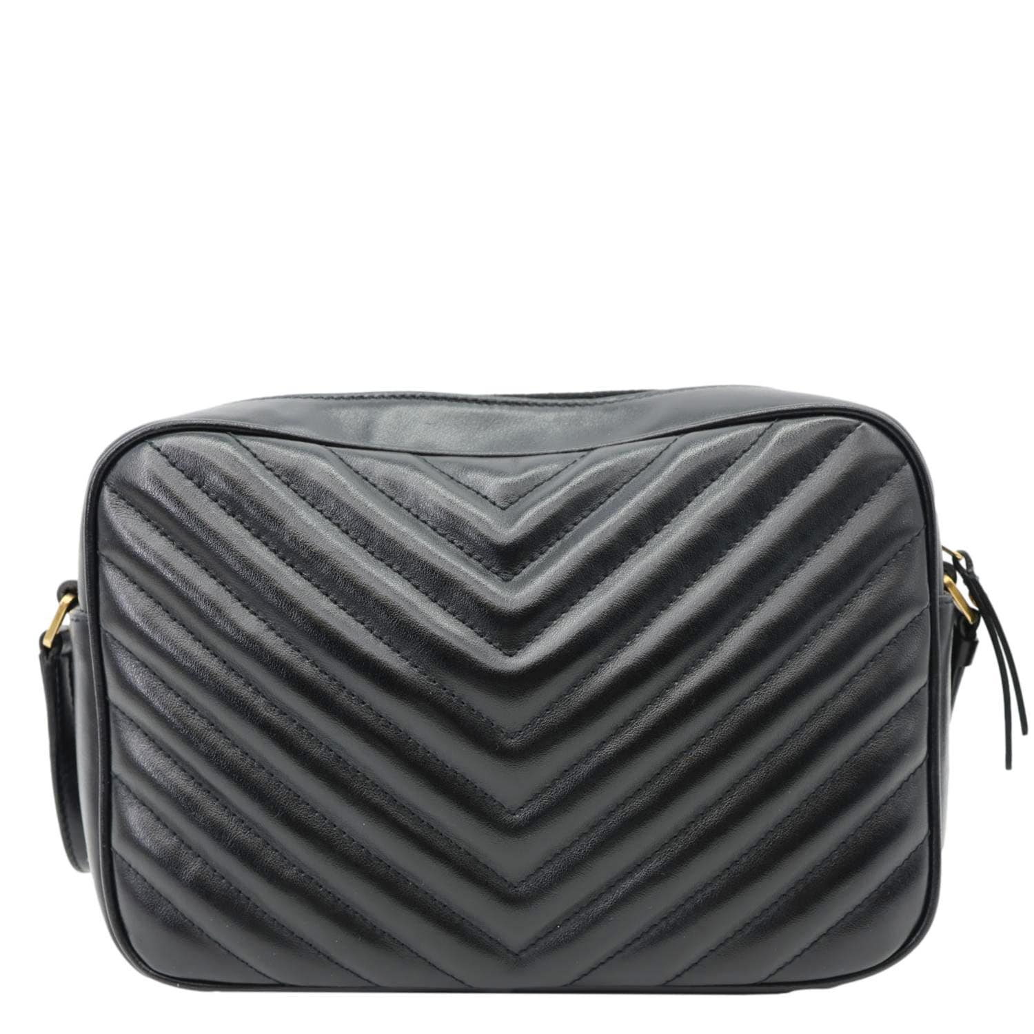 YVES SAINT LAURENT Lou Chevron Leather Camera Bag Black