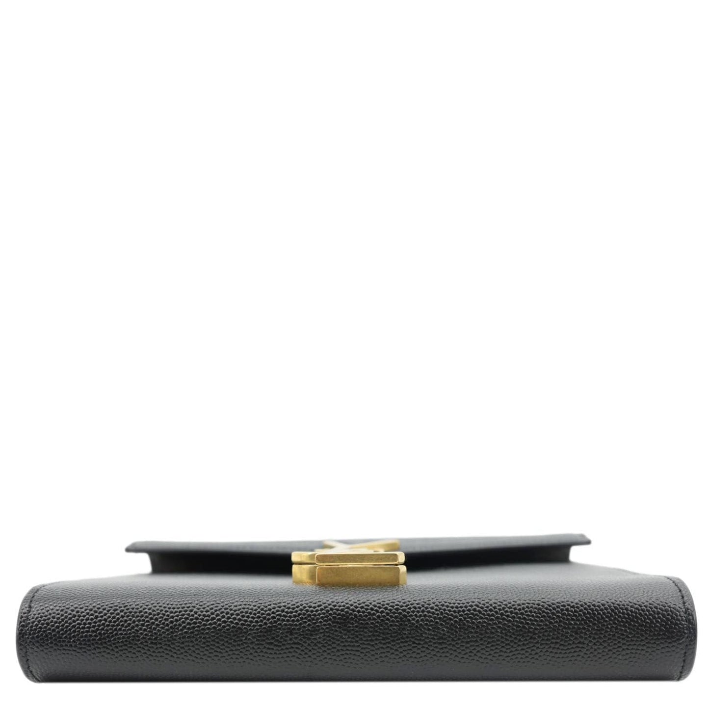 YVES SAINT LAURENT Cassandra Matelasse Grain De Poudre Chain Wallet Black