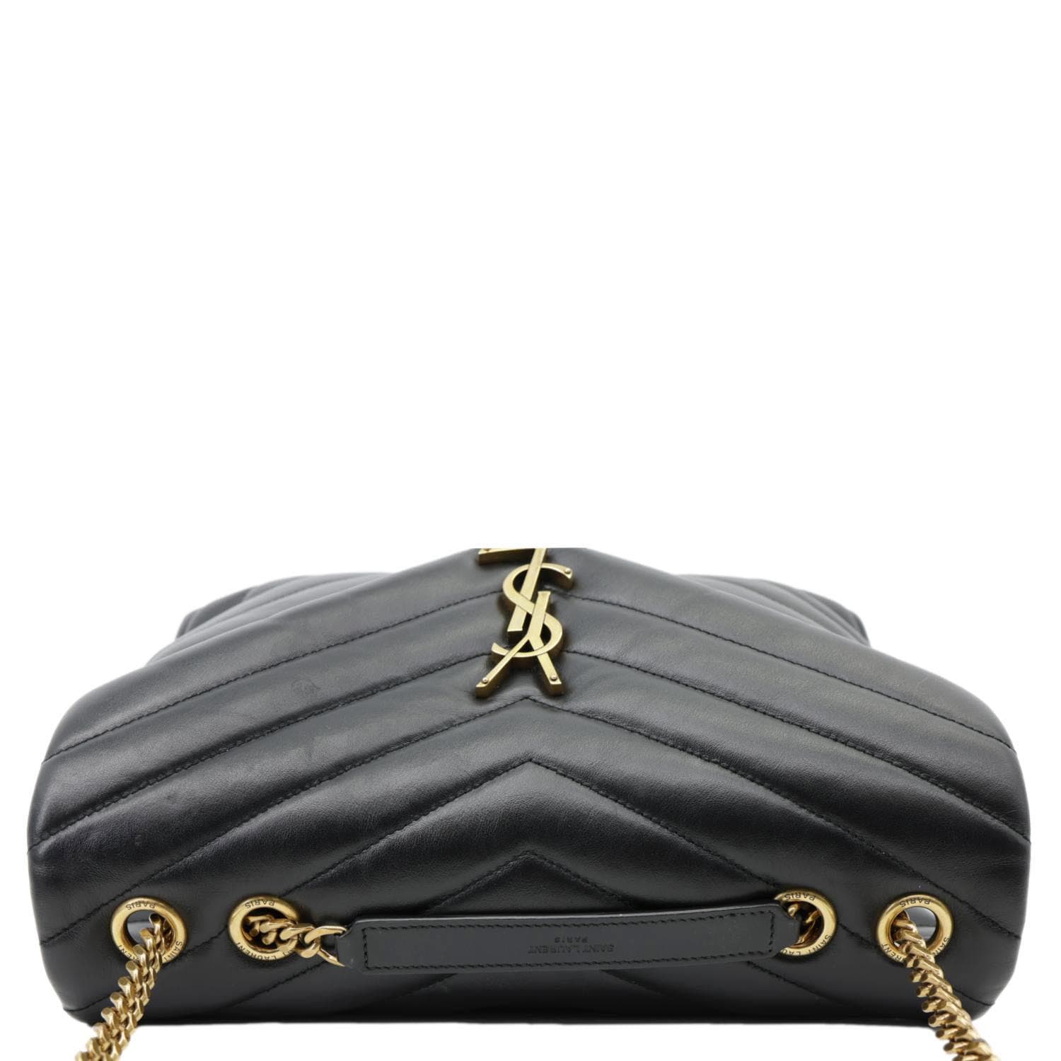 YVES SAINT LAURENT Loulou Medium Quilted Calfskin Leather Shoulder Bag Black
