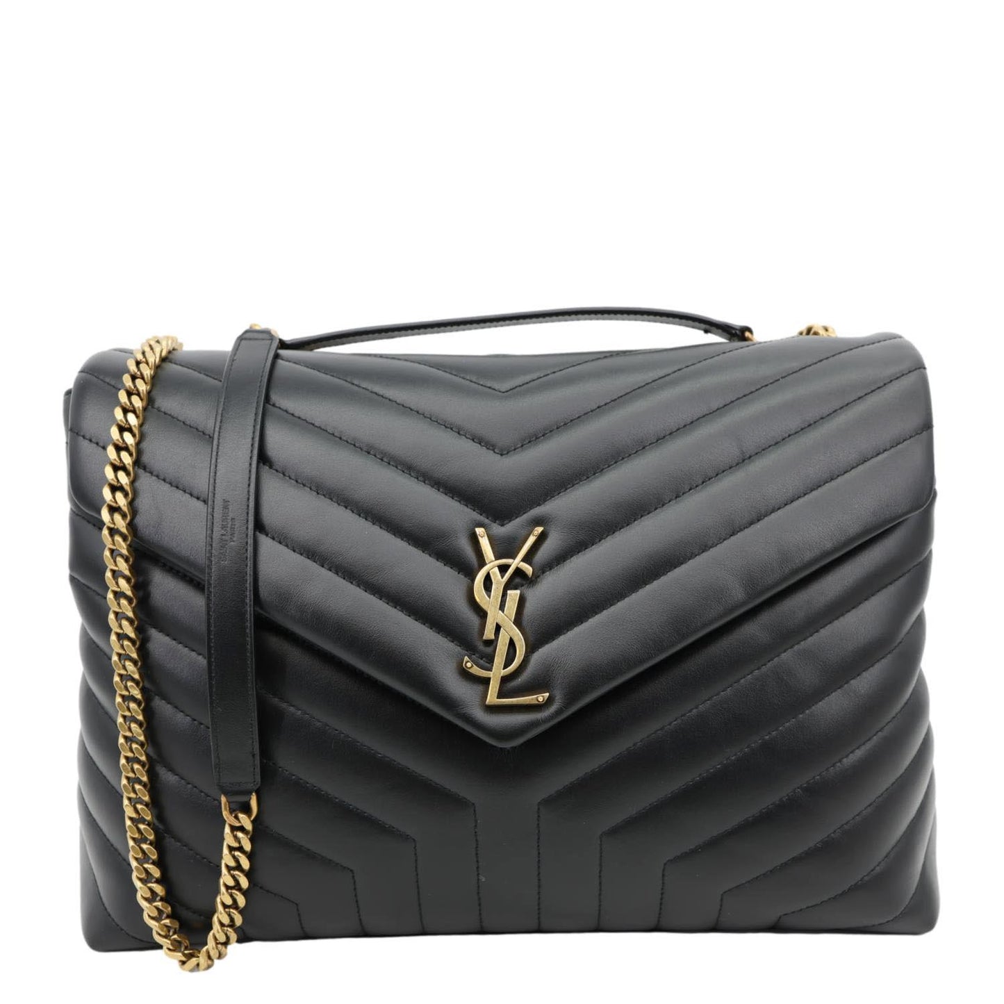 YVES SAINT LAURENT Loulou Large Quilted Leather Crossbody Bag Black