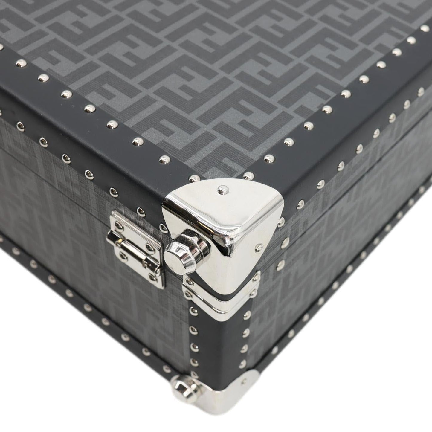 FENDI FF Logo Large Zucca Canvas Rigid Suitcase Grey