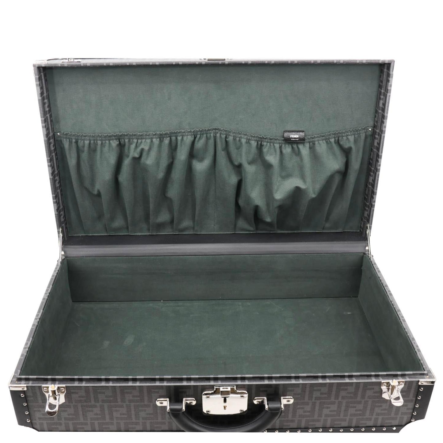 FENDI FF Logo Large Zucca Canvas Rigid Suitcase Grey