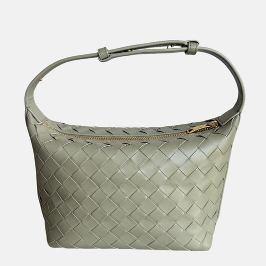 Bottega Veneta Mini Wallace Leather Green Travertine & M  Brass