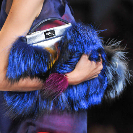 Fendi Peekaboo Mini Fox Fur Blue Limited Edition 2014