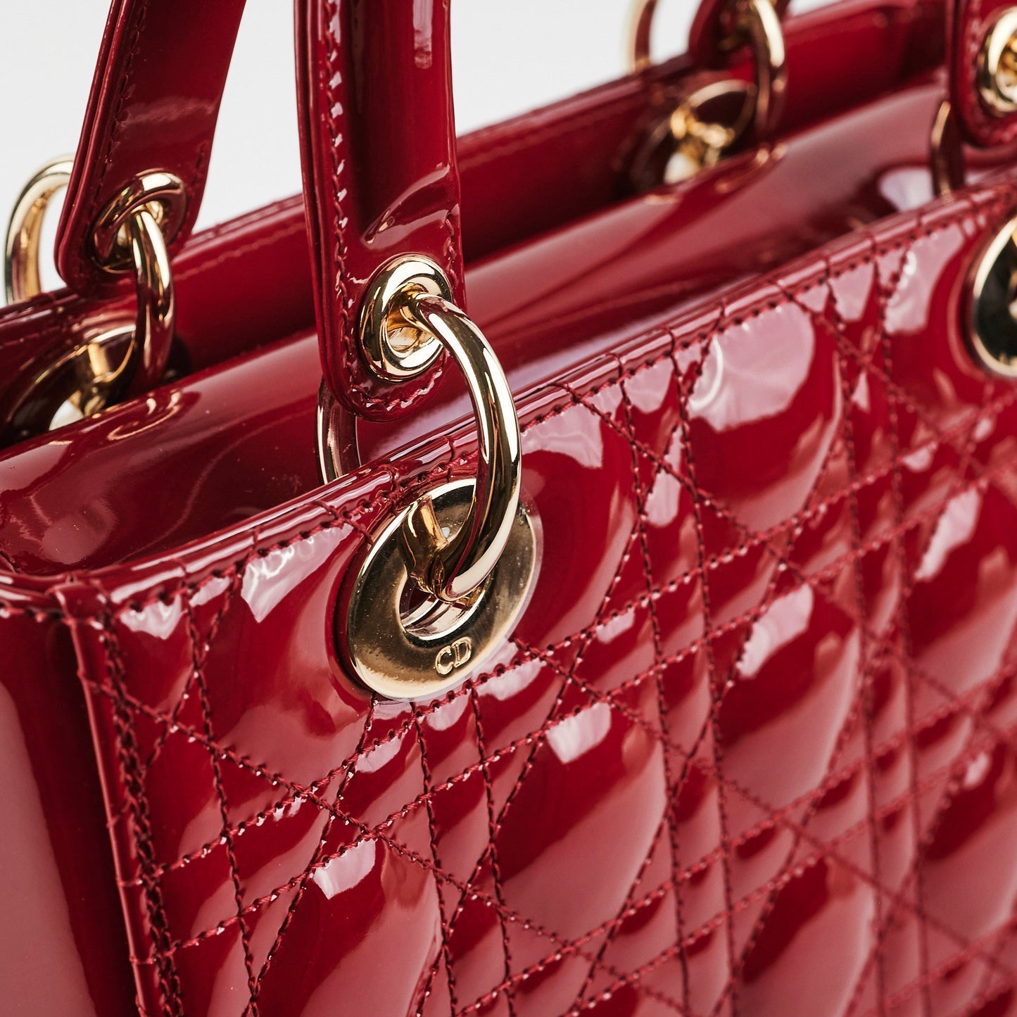 Christian Dior Lady Dior Medium Red Patent