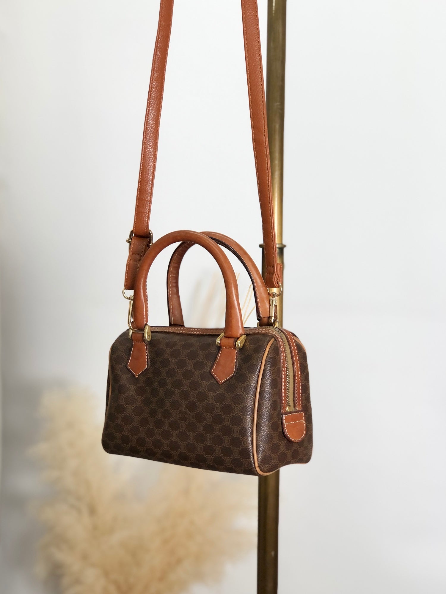 CELINE Macadam Two-way Handbag Shoulder bag Brown mncvkw