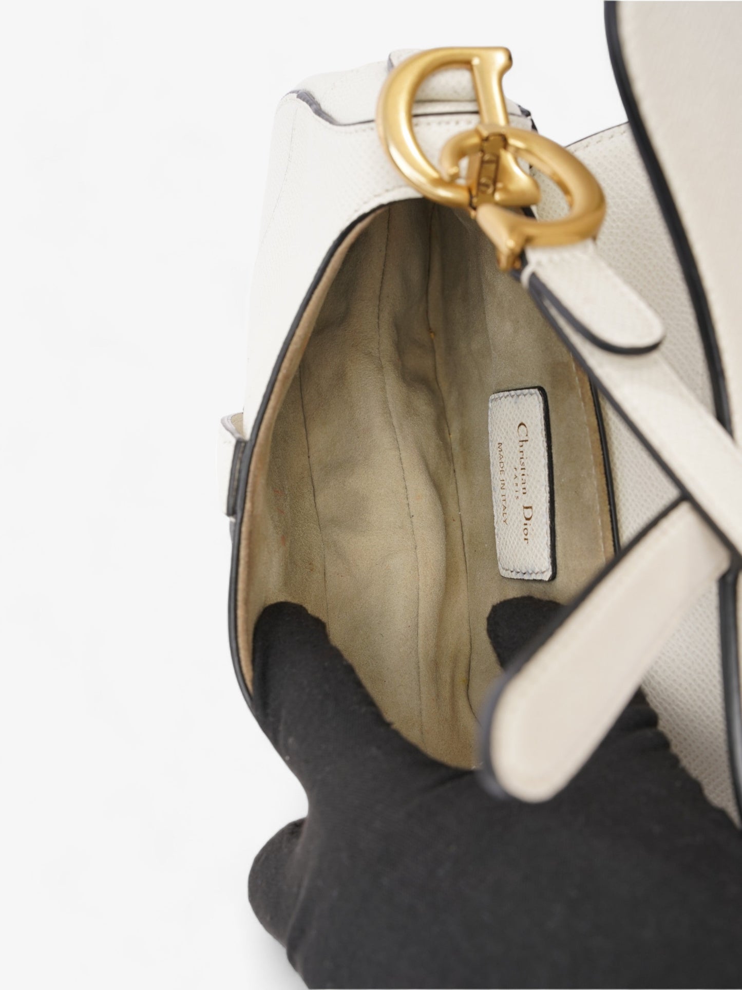 Christian Dior Saddle Bag White Calfskin Leather Mini