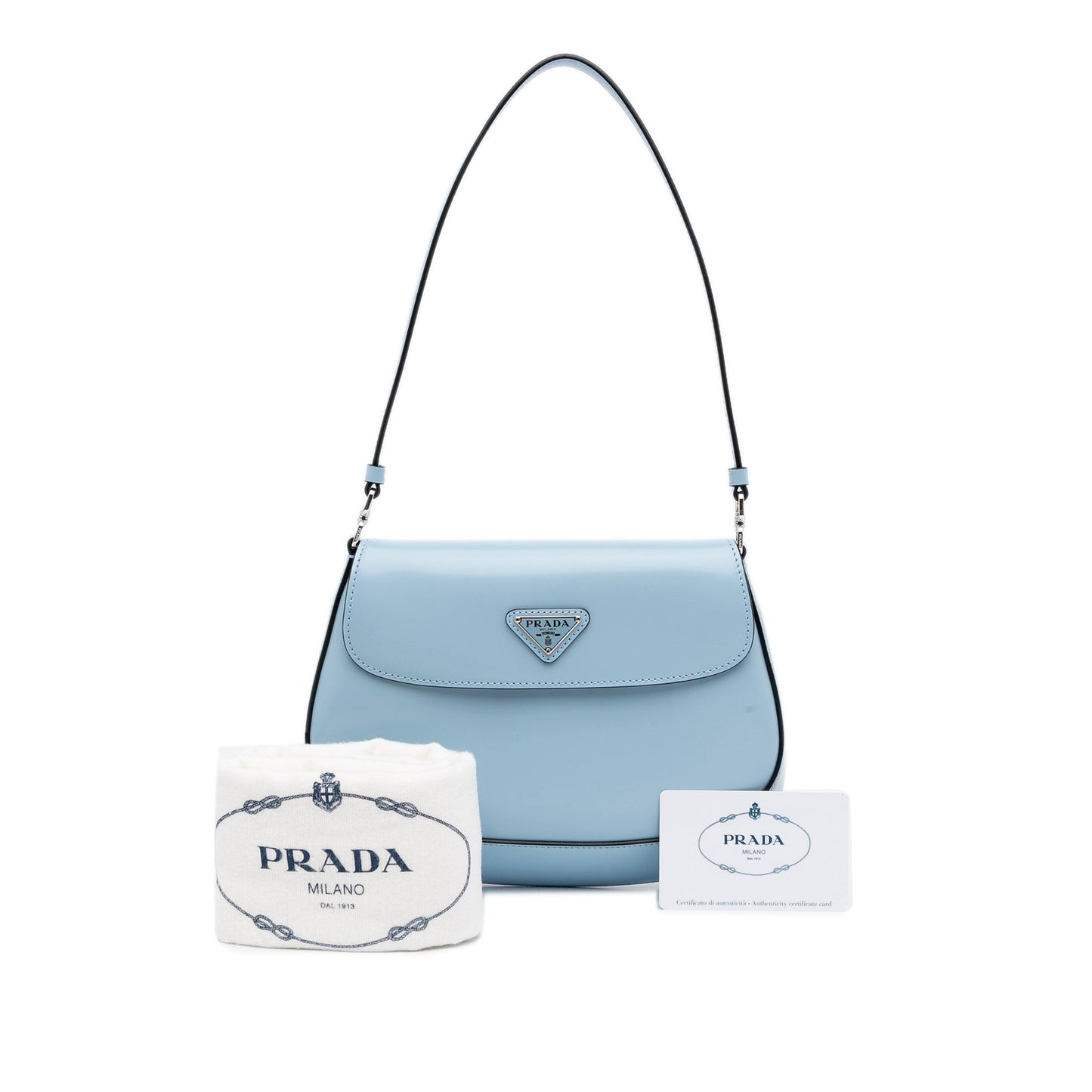 Prada Cleo Light Blue Leather Luxury Handbag