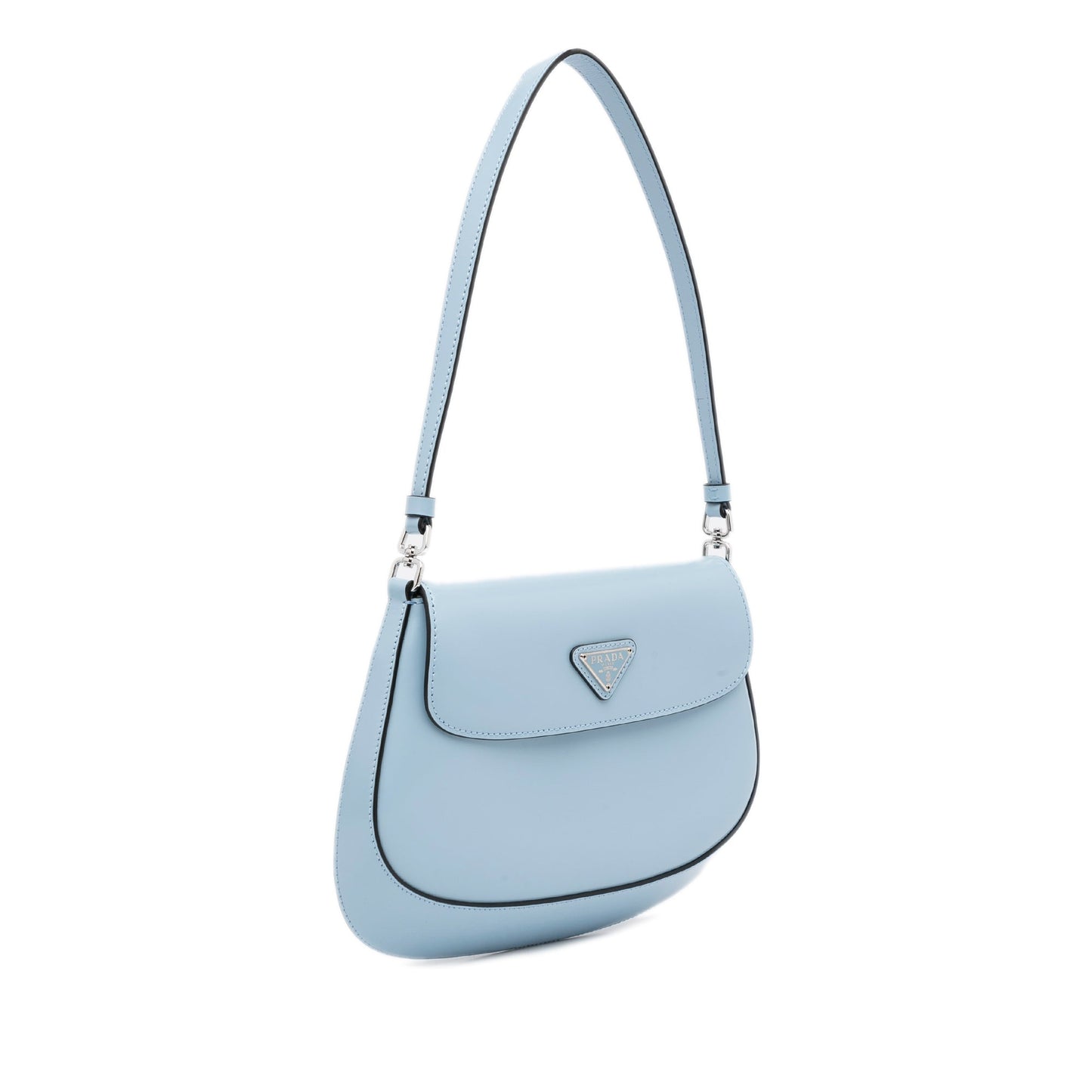 Prada Cleo Light Blue Leather Luxury Handbag