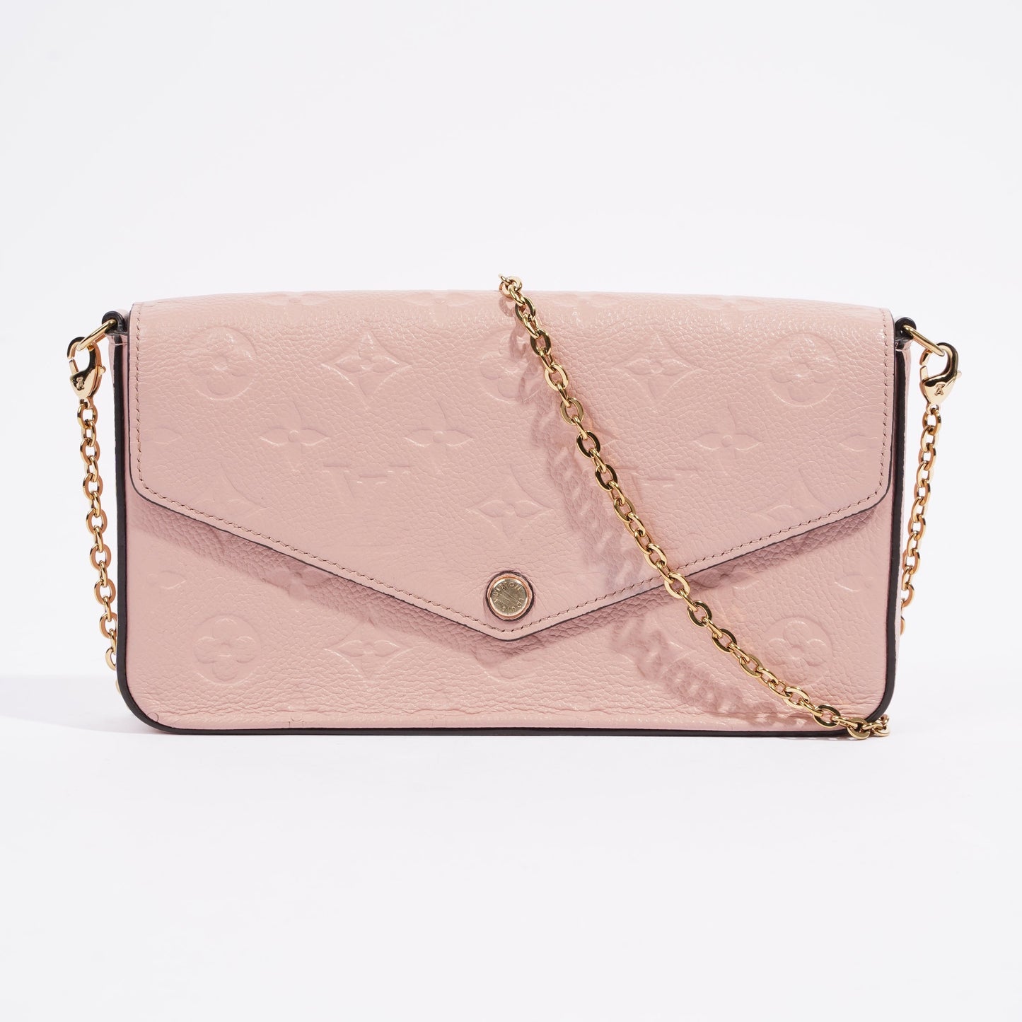 Louis Vuitton Pochette Felicie Pink Empreinte Leather Clutch