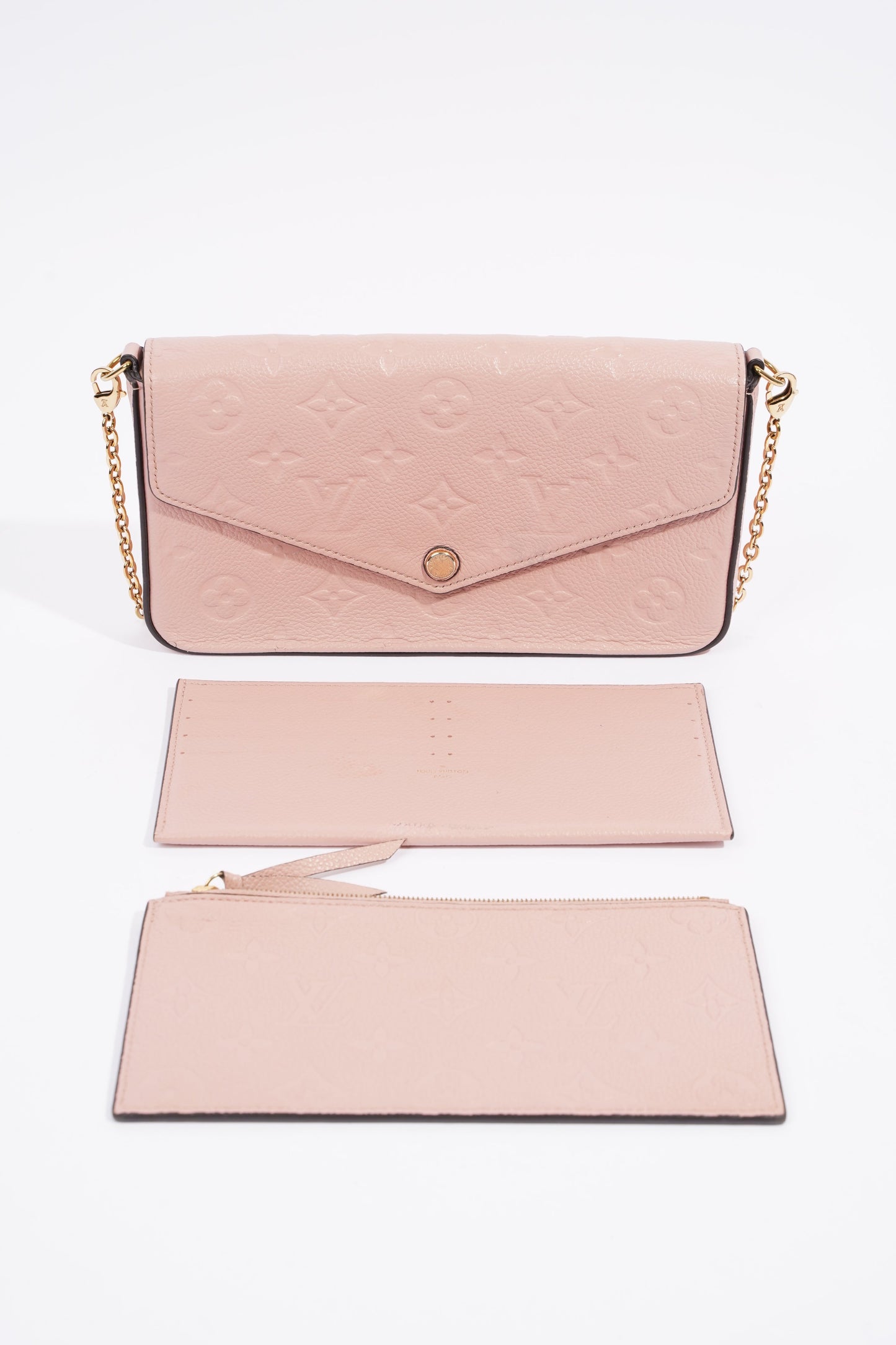 Louis Vuitton Pochette Felicie Pink Empreinte Leather Clutch