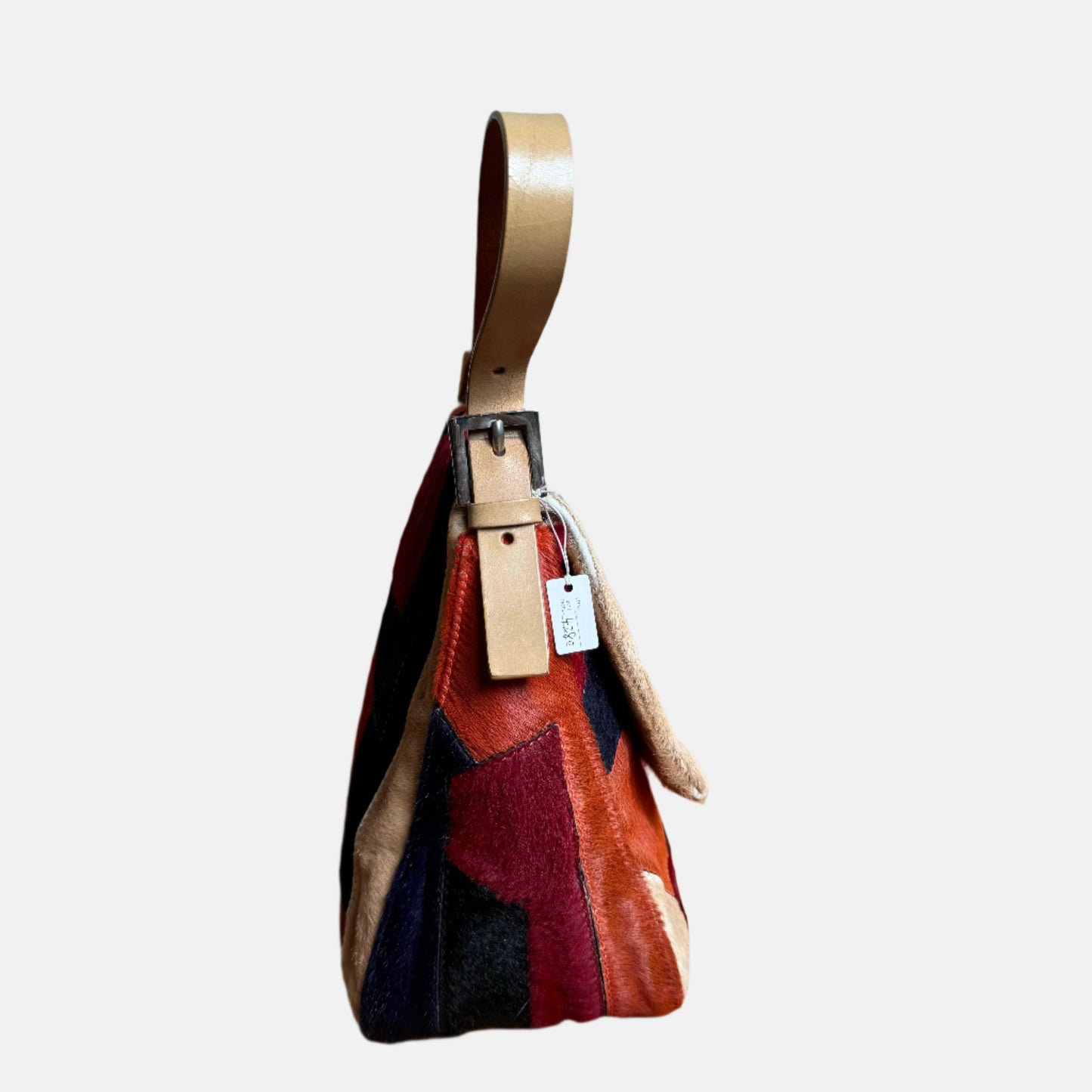 Fendi Mamma Baguette Multicolor Pony-style Calfskin Leather Abstract Block Pattern