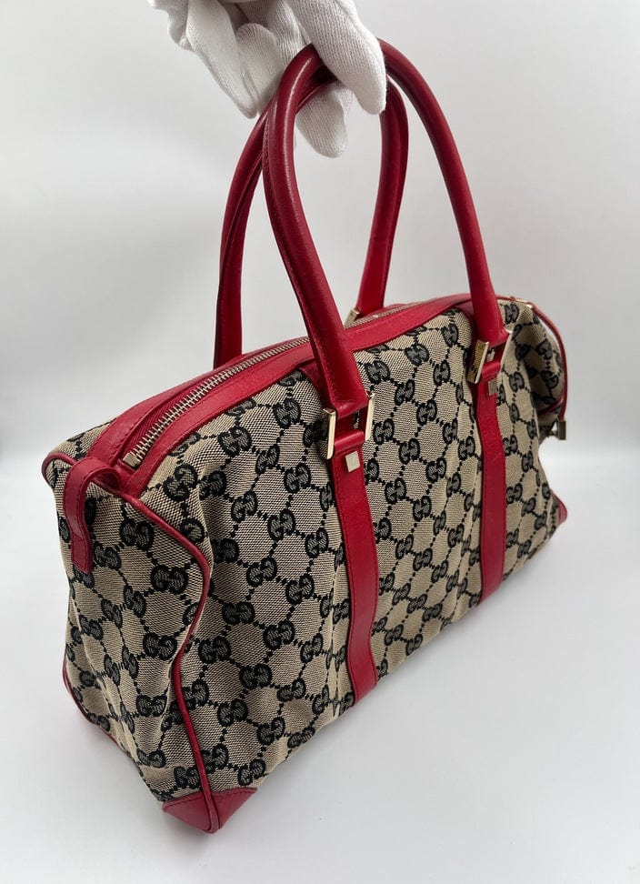 Gucci Boston Leather Canvas Shoulder Bag Style 1