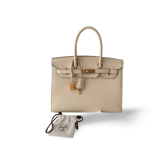 Hermes Birkin Bag 30cm Sellier in Nata Epsom Leather gold Hardware