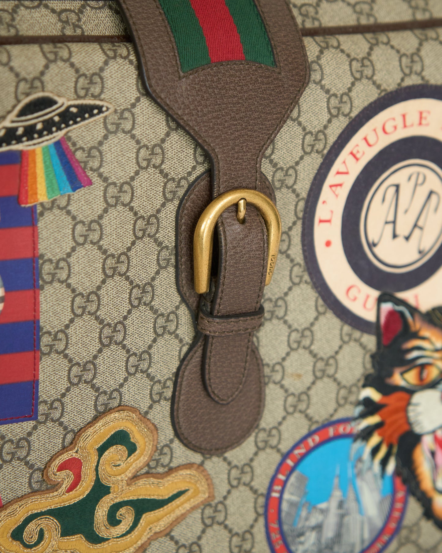 Gucci Lou Monogram Leather Canvas Handbag