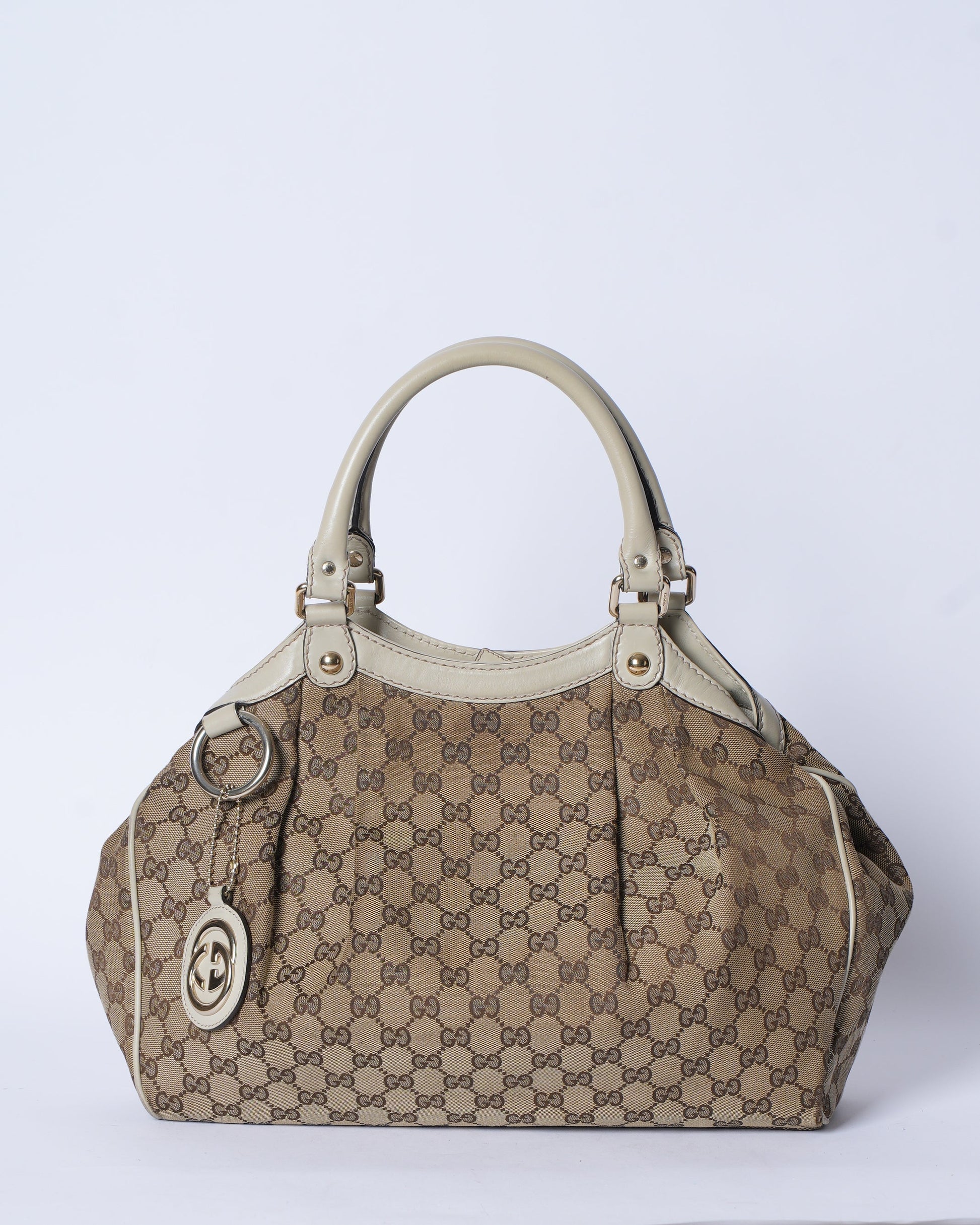 Gucci Lou Leather Canvas Tote