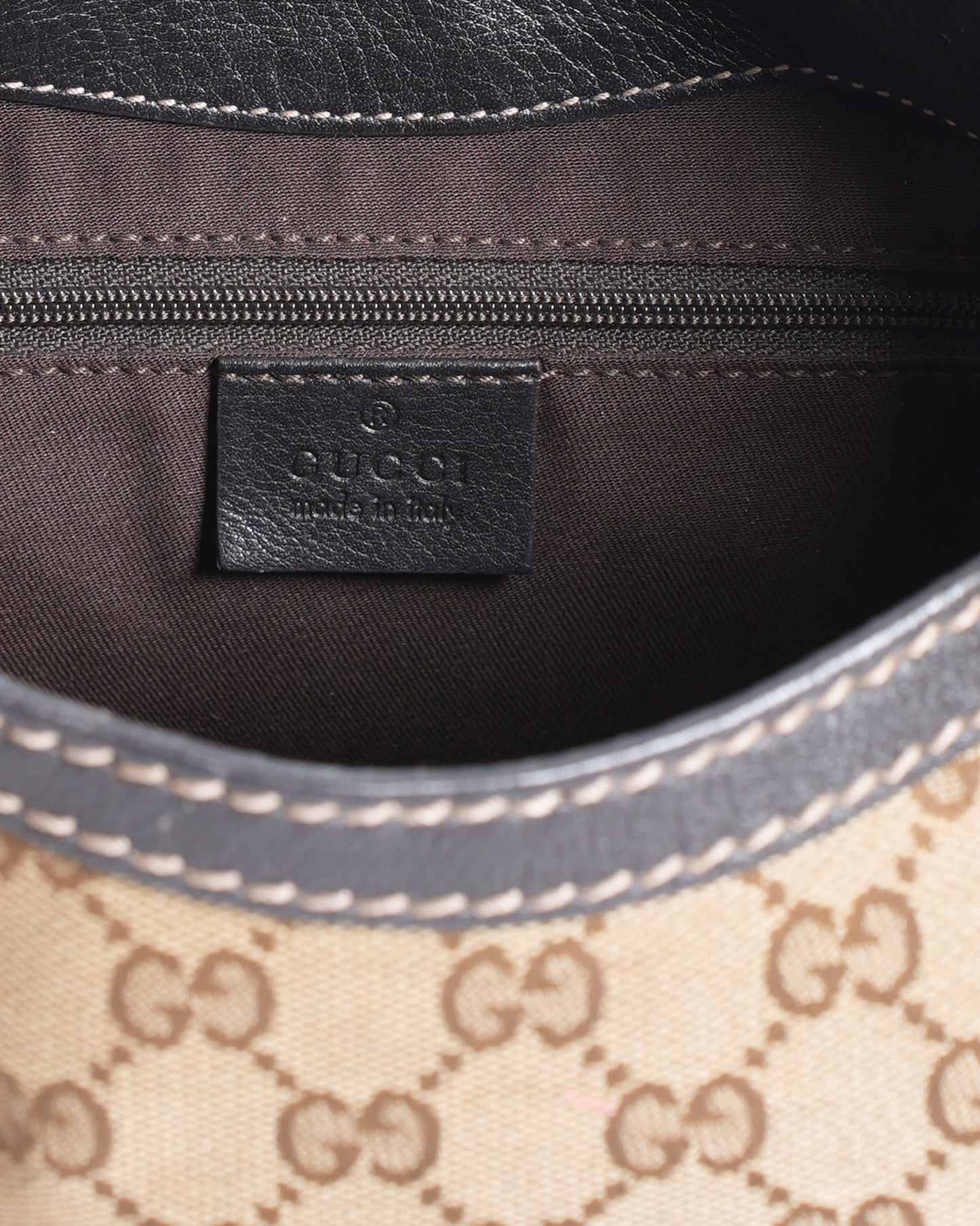 Gucci Lou Monogram Leather Canvas Shoulder Bag