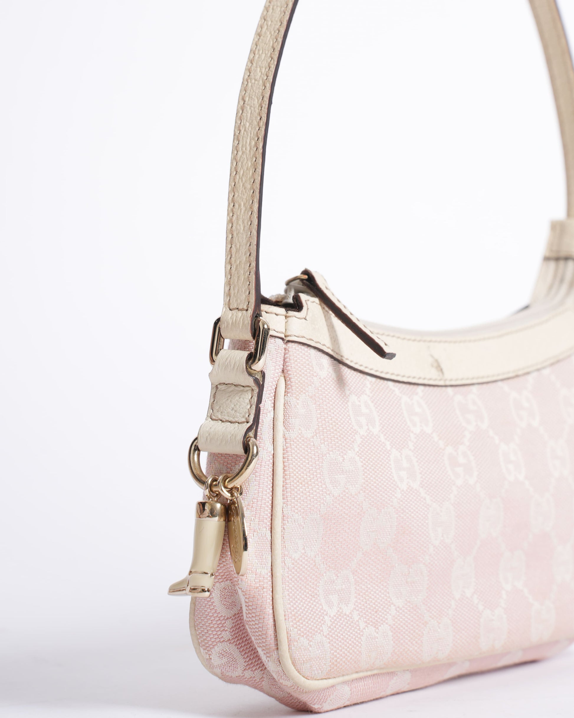 Gucci Monogram Twist Leather Canvas Shoulder Bag