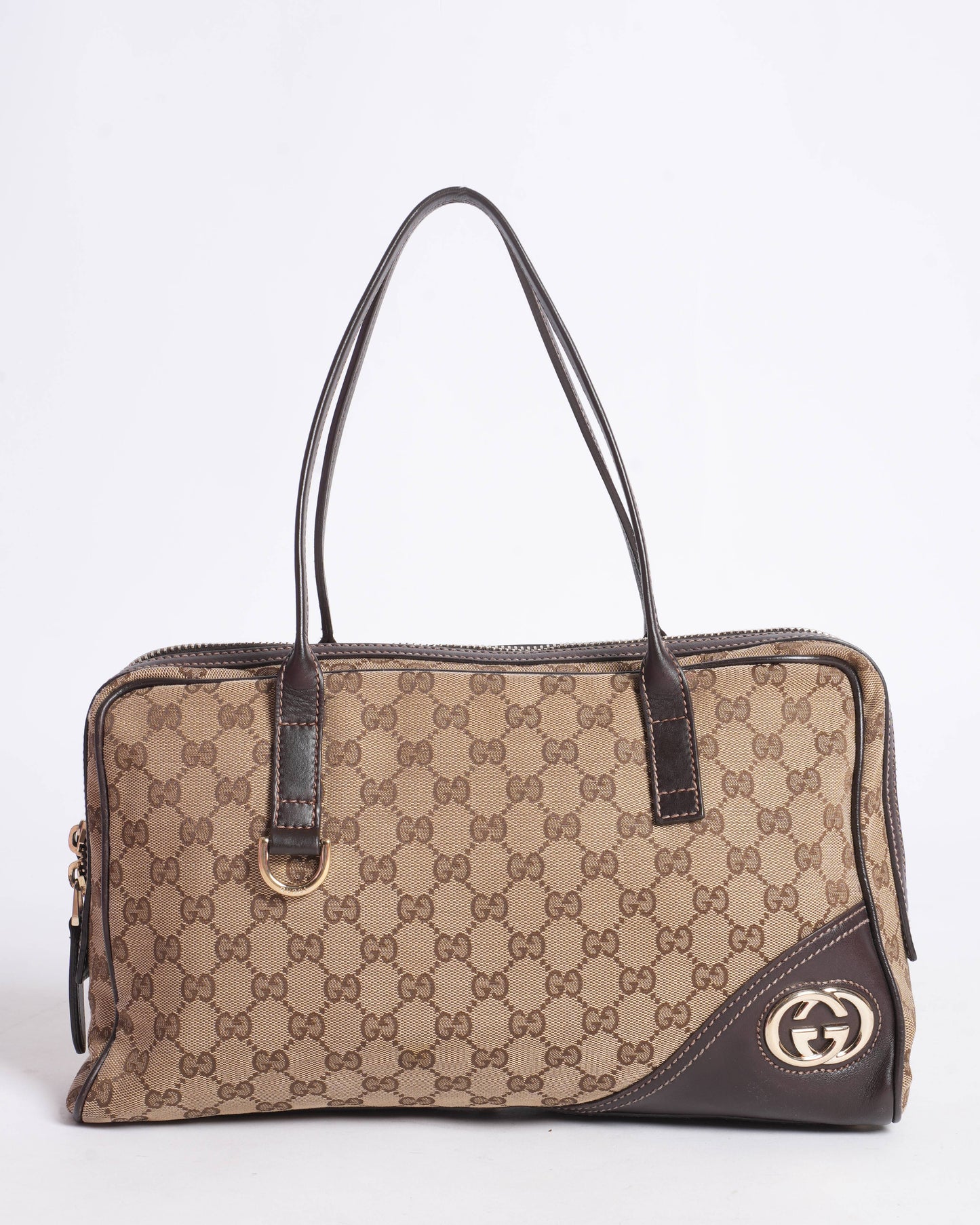 Gucci Monogram Leather Canvas Shoulder Bag