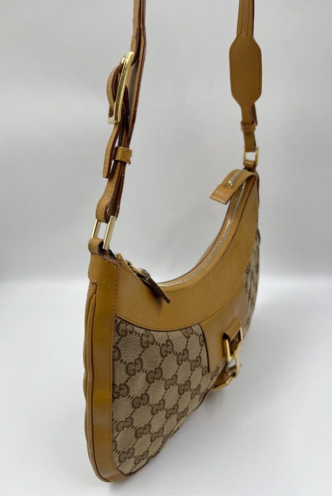Gucci Nylon Leather Canvas Shoulder Bag