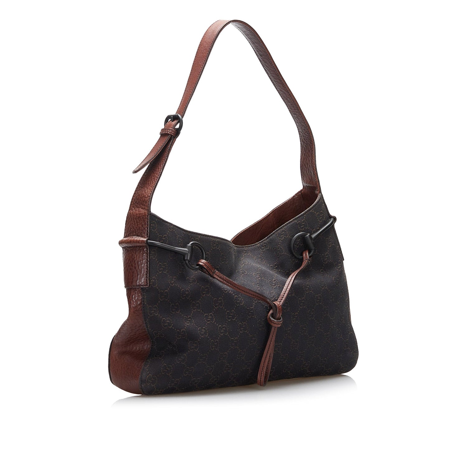 Gucci Horsebit Leather Canvas Shoulder Bag Style 7
