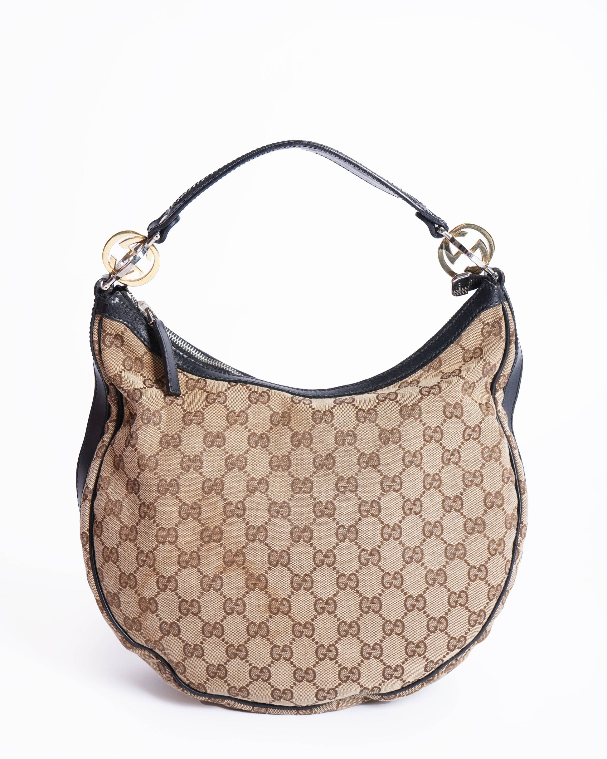Gucci Lou Monogram Leather Canvas Shoulder Bag