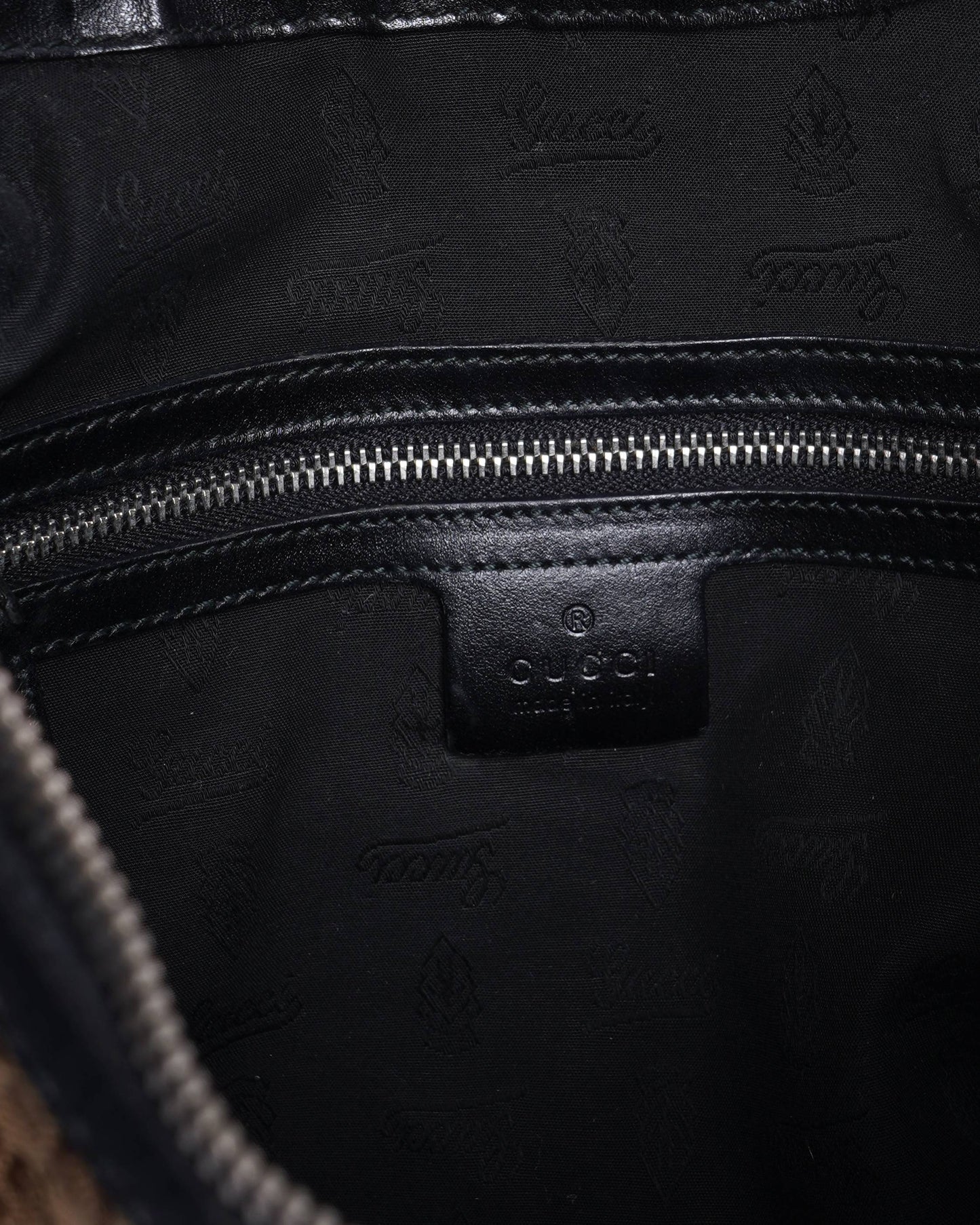 Gucci Lou Monogram Leather Canvas Shoulder Bag