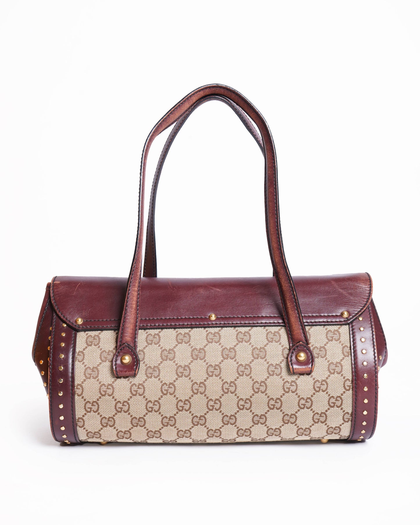 Gucci Lou Monogram Leather Canvas Shoulder Bag