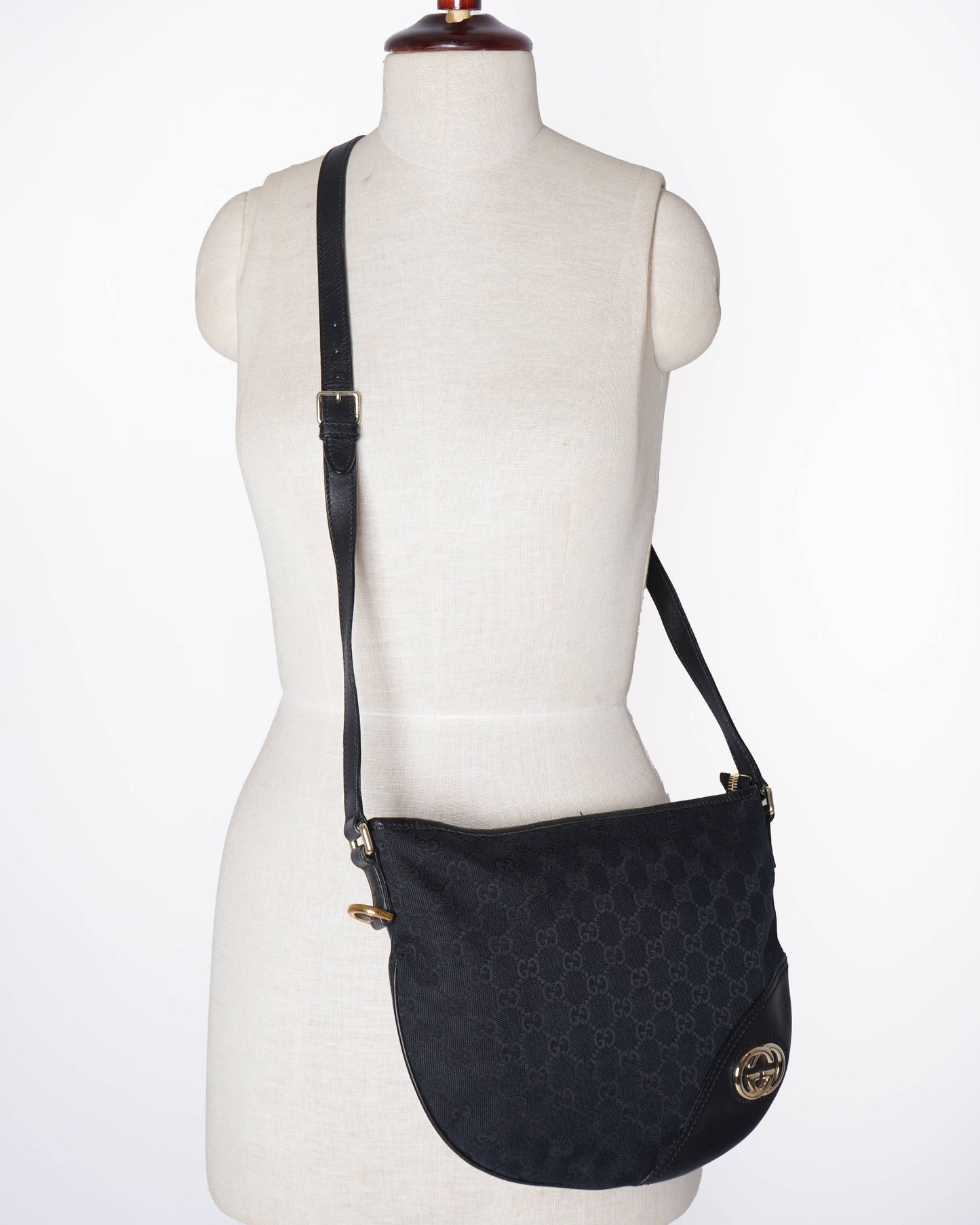 Gucci Lou Monogram Leather Canvas Crossbody