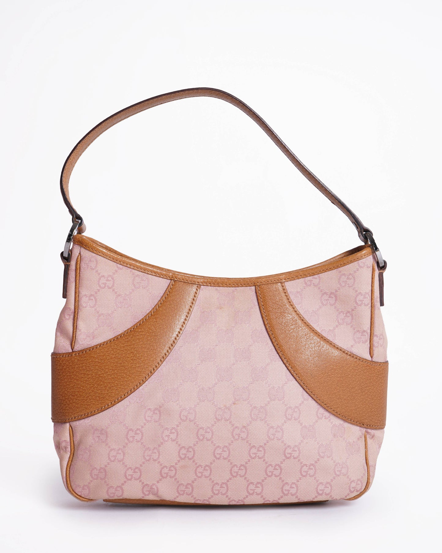 Gucci Monogram Saddle Leather Canvas Shoulder Bag