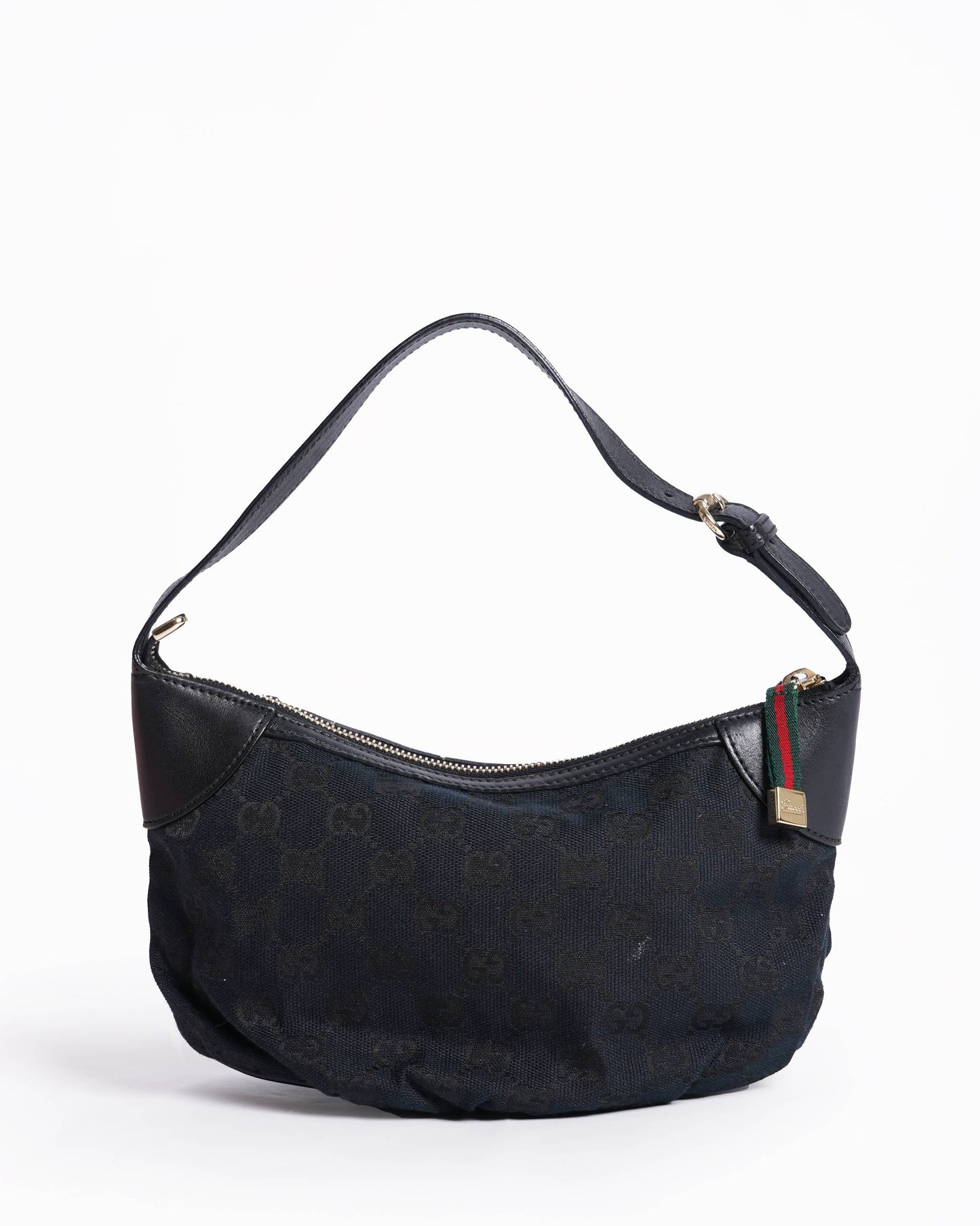 Gucci Monogram Pochette Leather Canvas Shoulder Bag