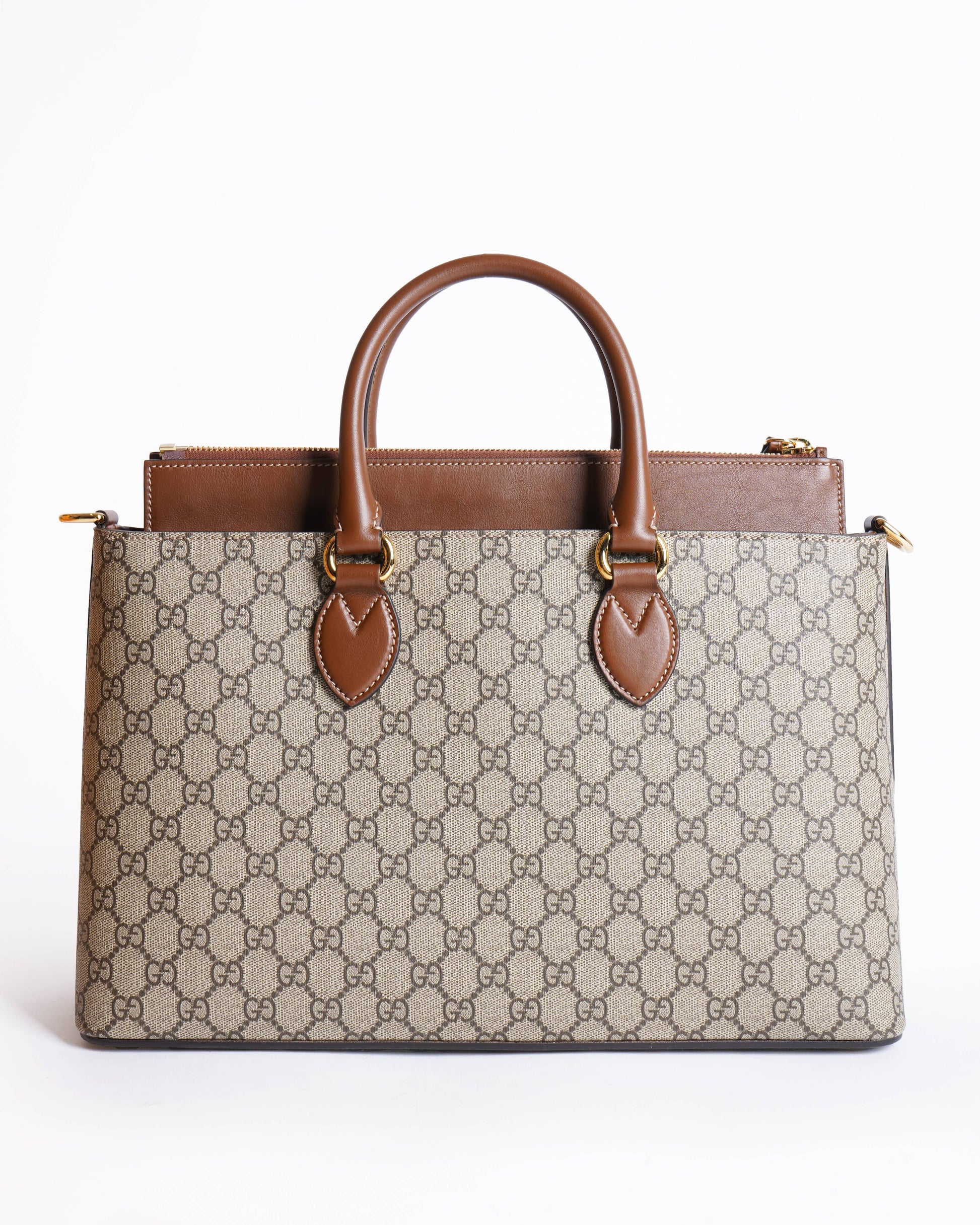 Gucci Lou Leather Canvas Tote