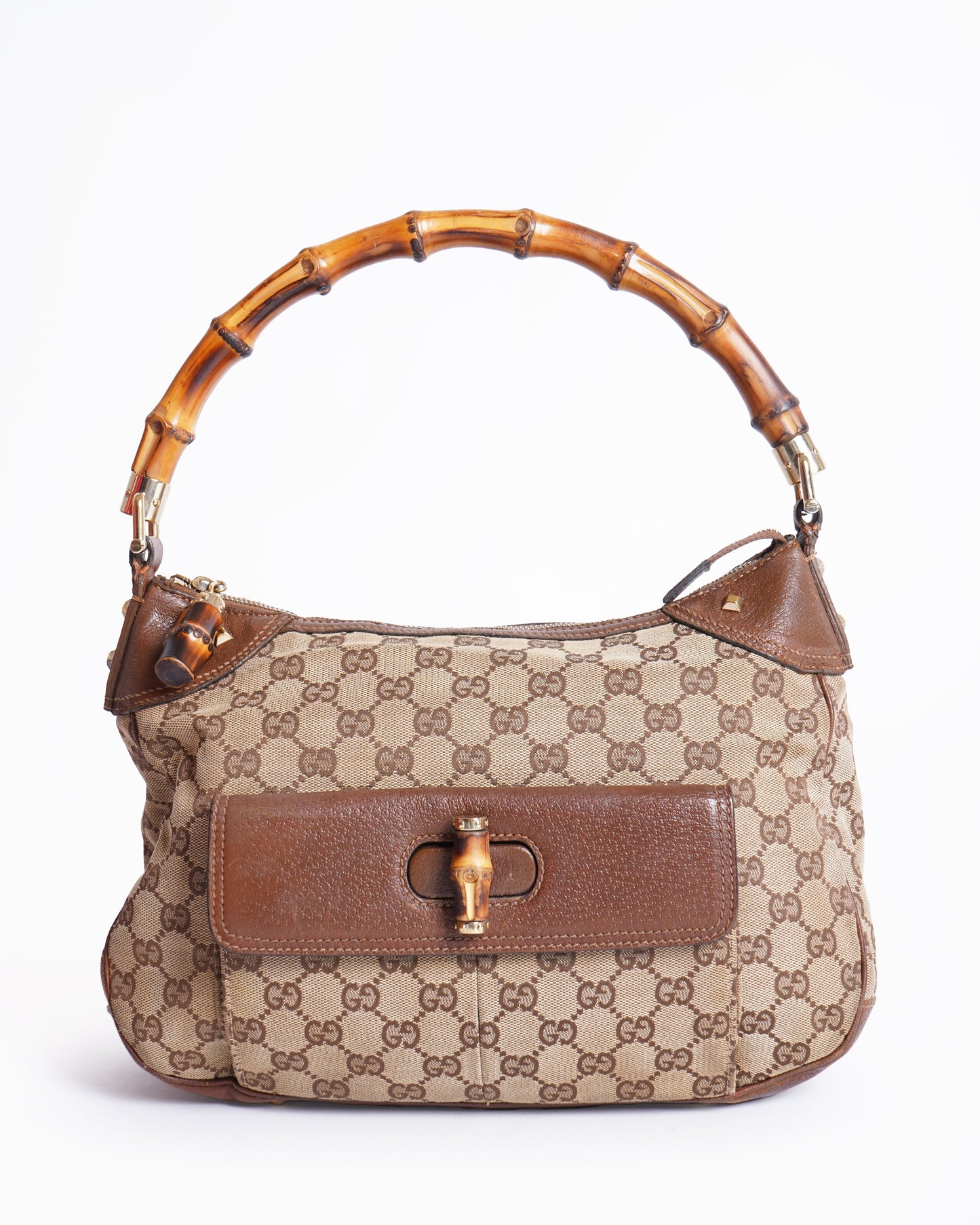 Gucci Lou Monogram Leather Canvas Handbag