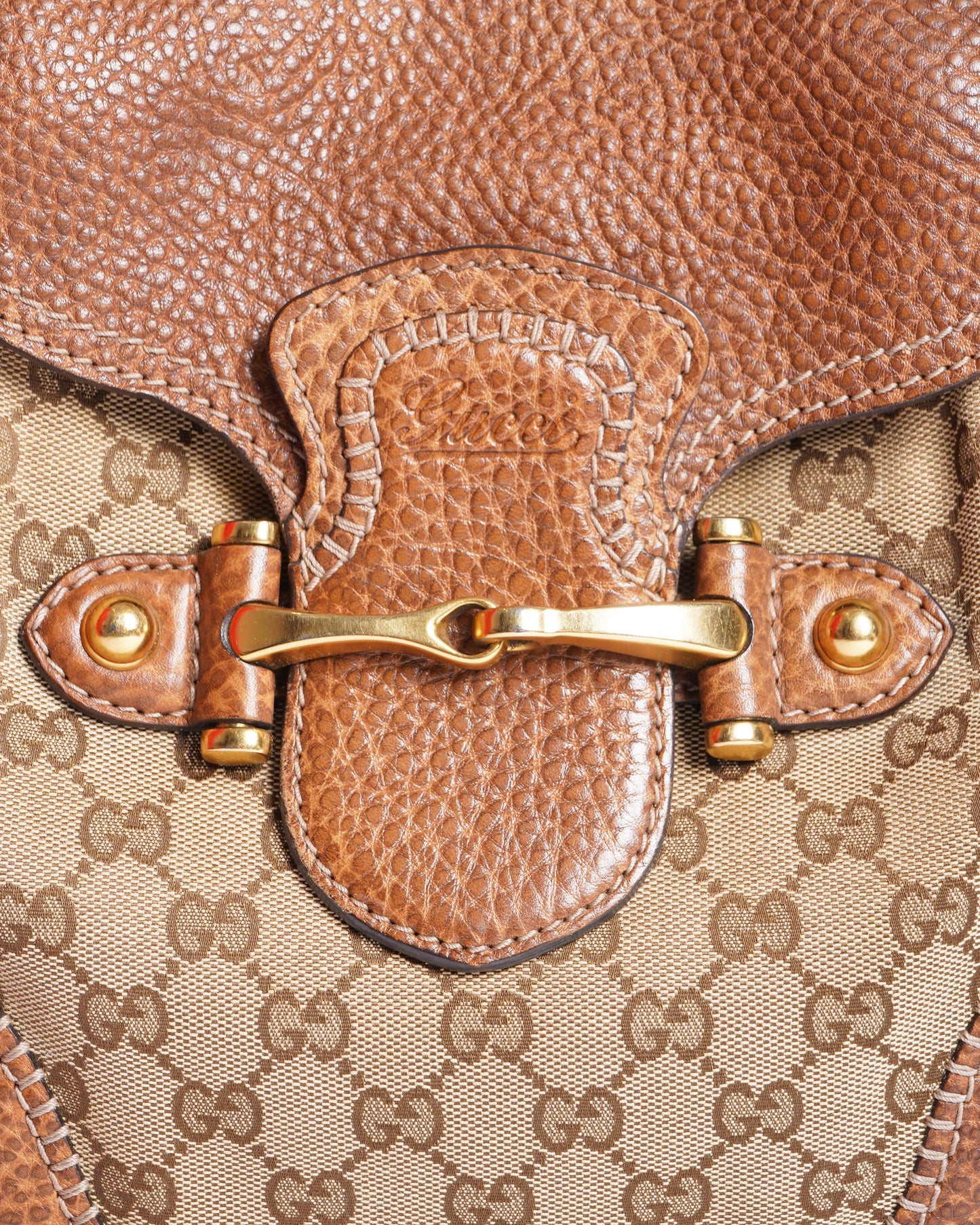 Gucci Lou Monogram Leather Canvas Shoulder Bag