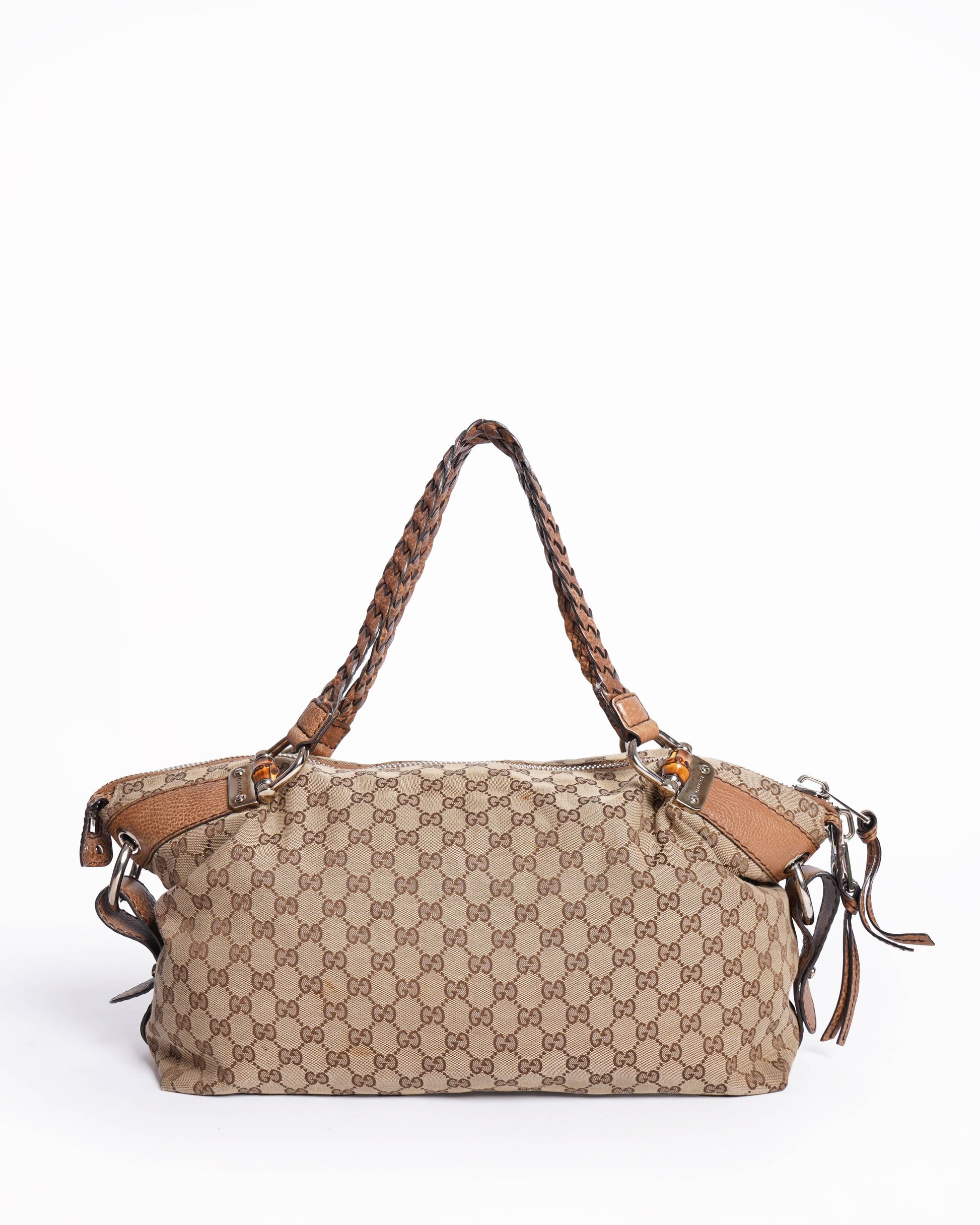 Gucci Lou Monogram Leather Canvas Shoulder Bag