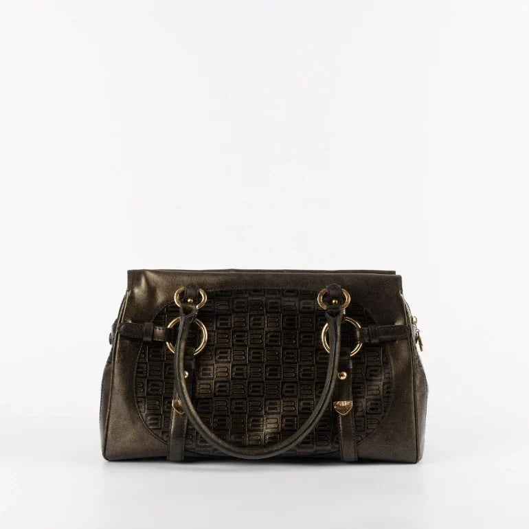 Balenciaga Logo Embossed Leather Shoulder Bag