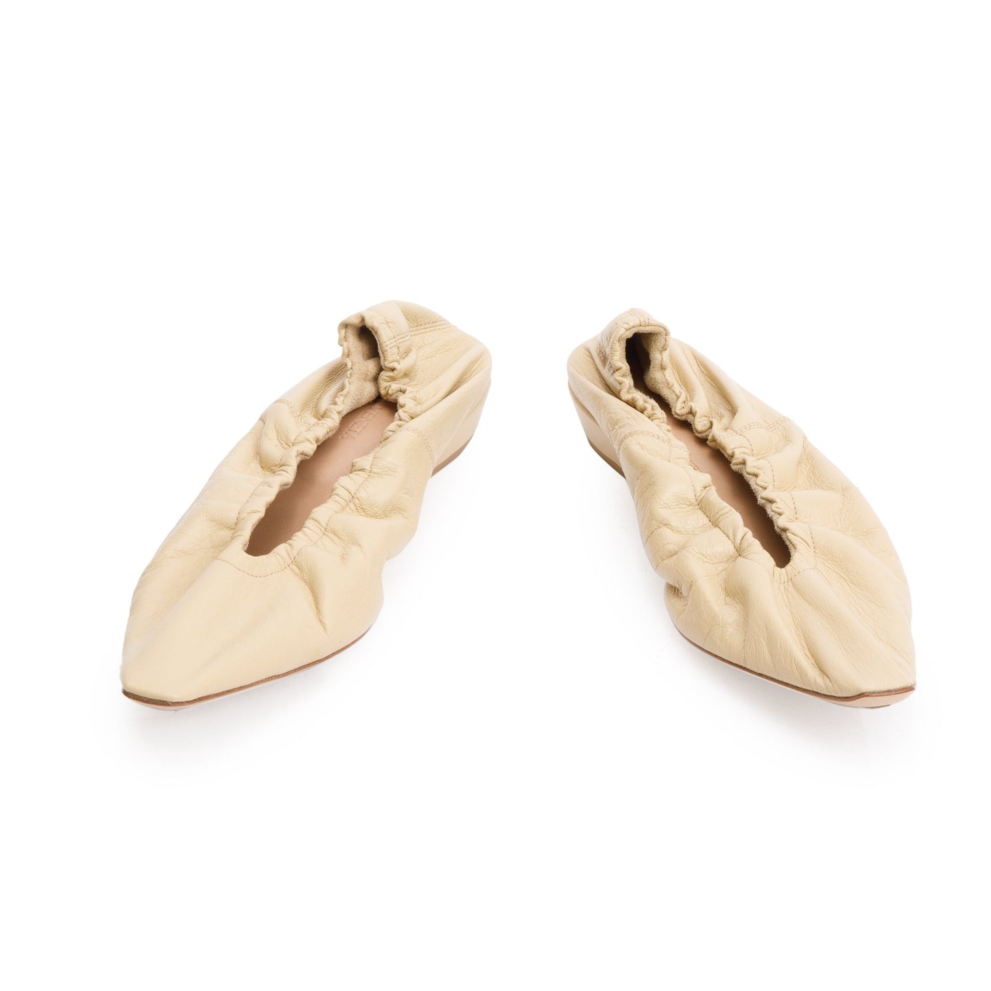 Bottega Veneta Beige Crush Nappa Leather Ballerina Flats, Size 38