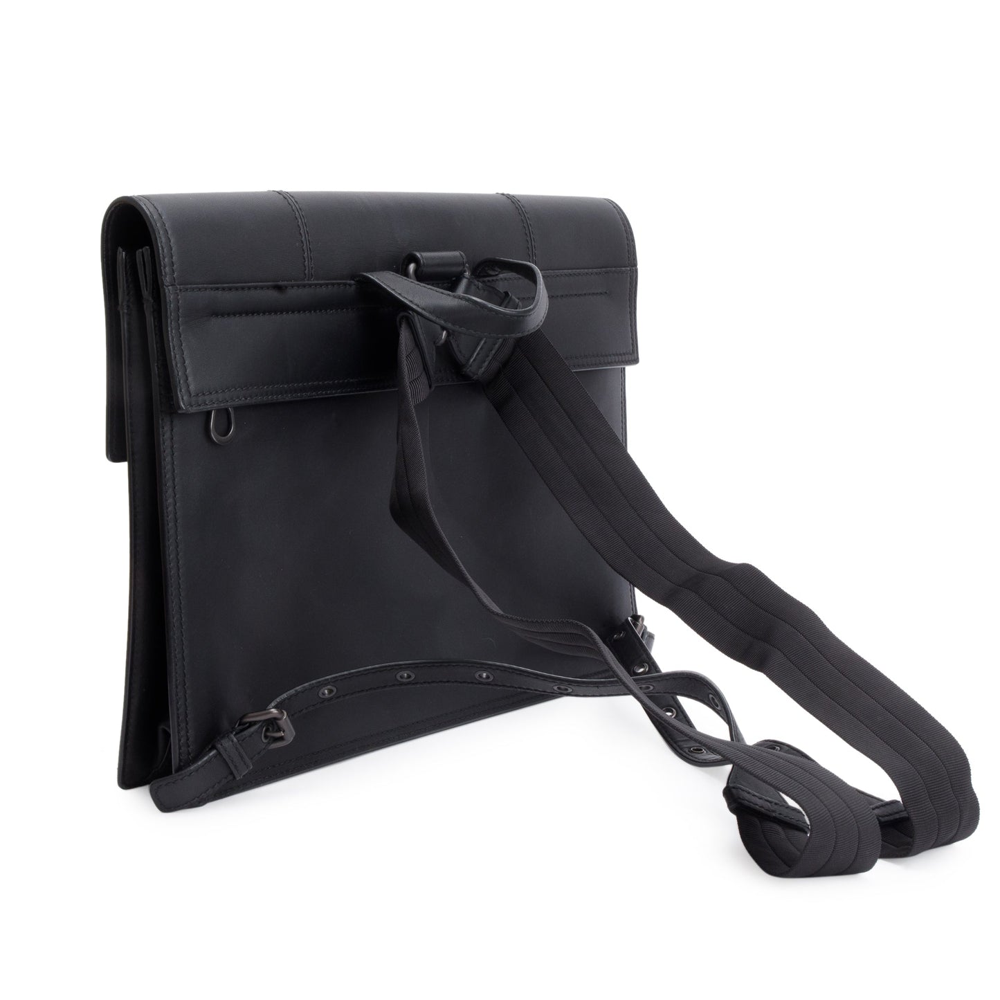 Bottega Veneta Black Intrecciato Leather Briefcase Backpack