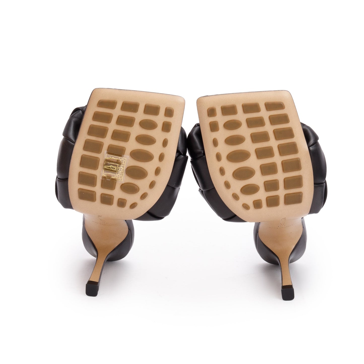 Bottega Veneta Black Lambskin Leather Padded Lido Mule Sandals, Size 38