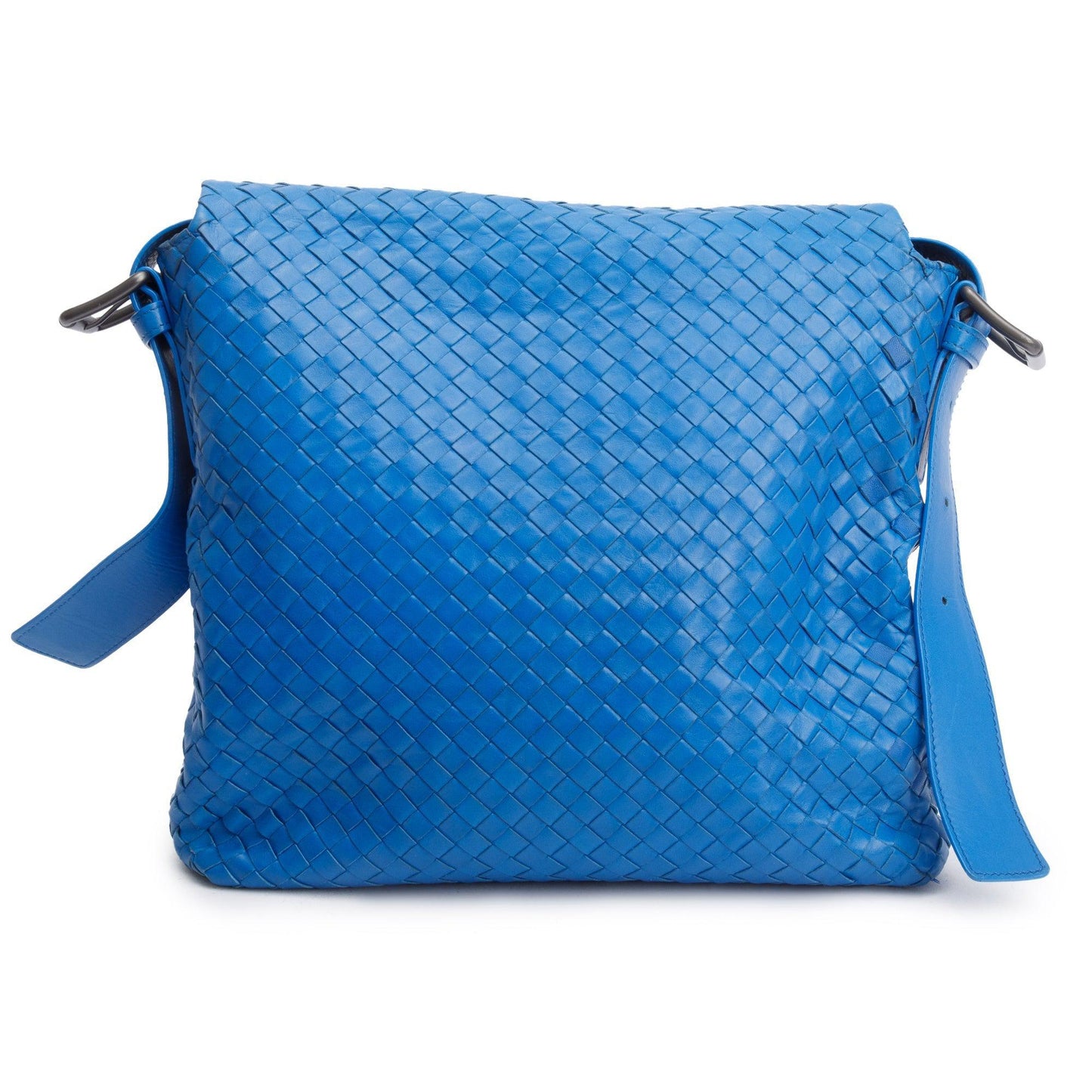 Bottega Veneta Blue Intrecciato Leather Large Cobble Messenger Bag