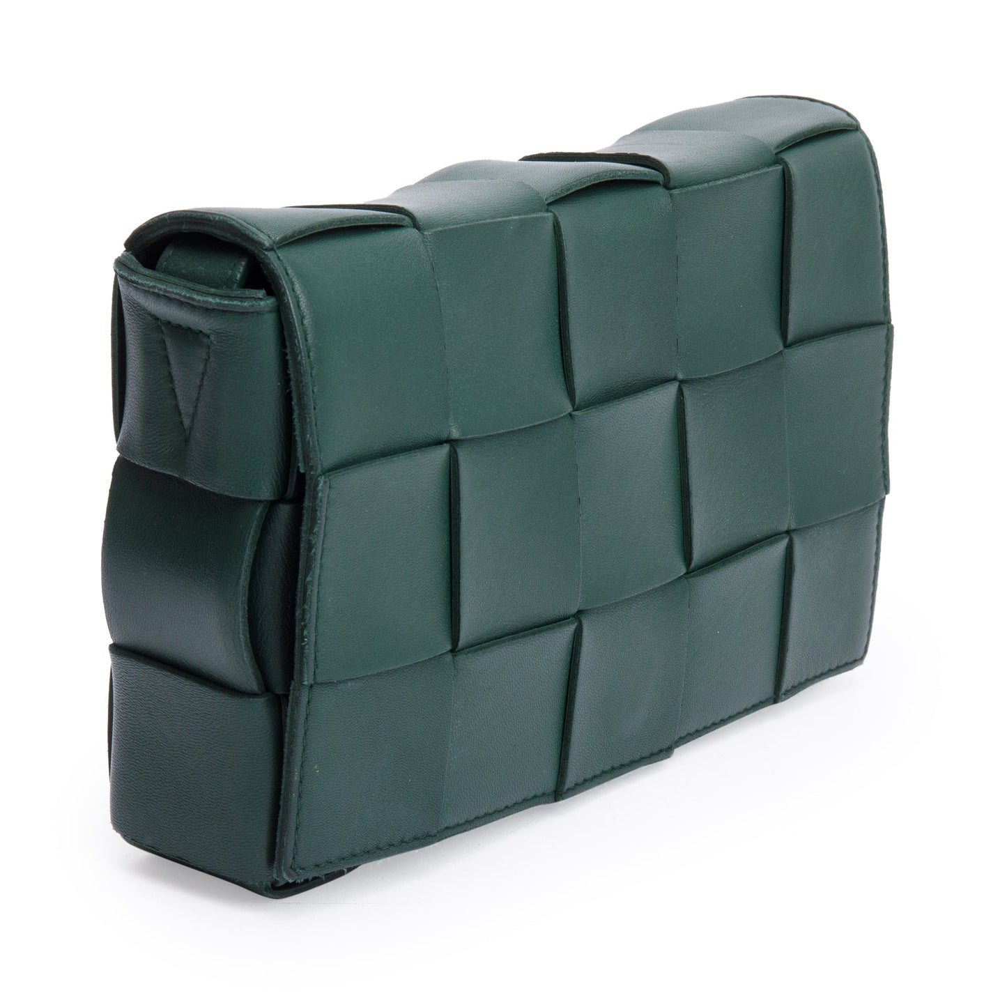 Bottega Veneta Green Intrecciato Lambskin Leather Classic Cassette Bag