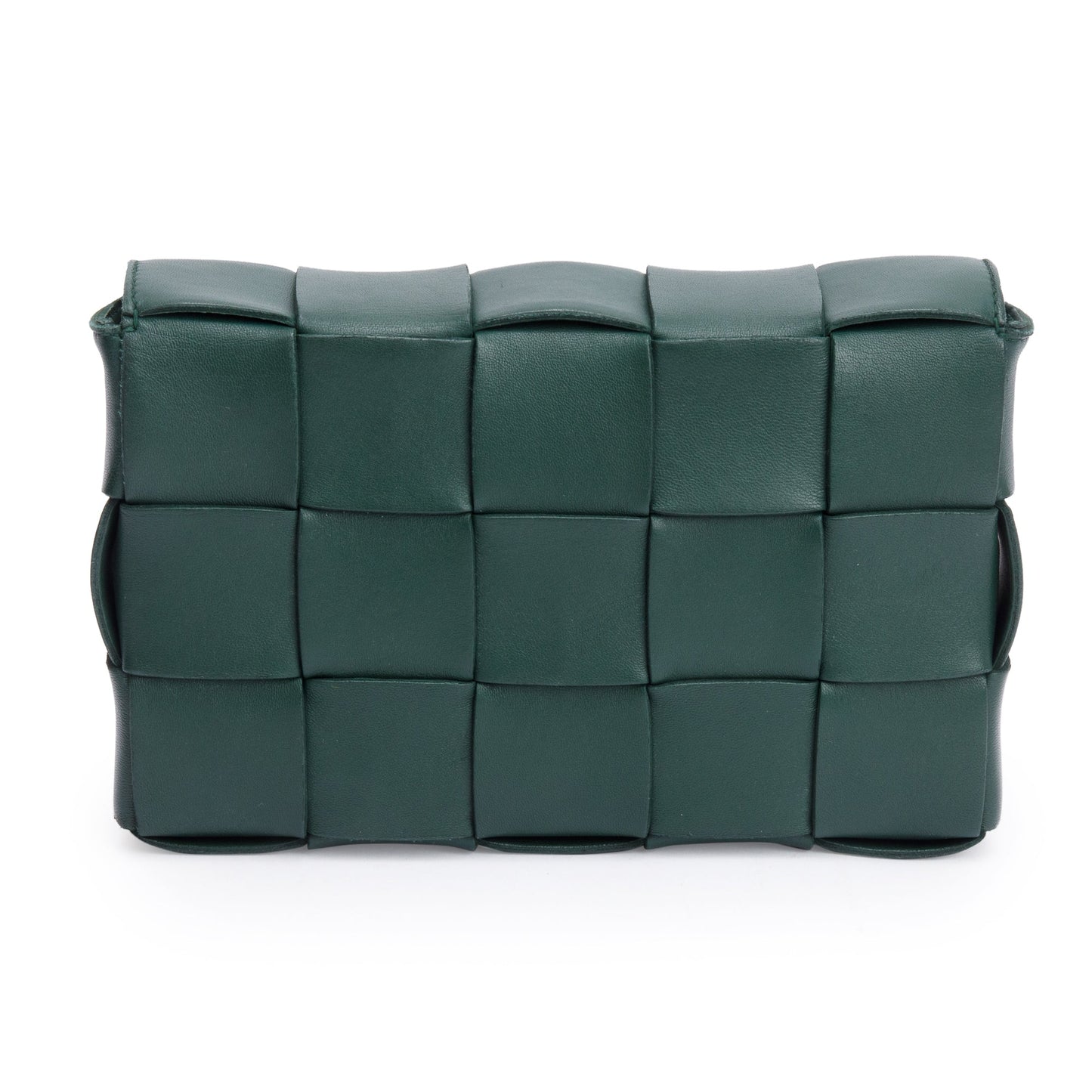 Bottega Veneta Green Intrecciato Lambskin Leather Classic Cassette Bag