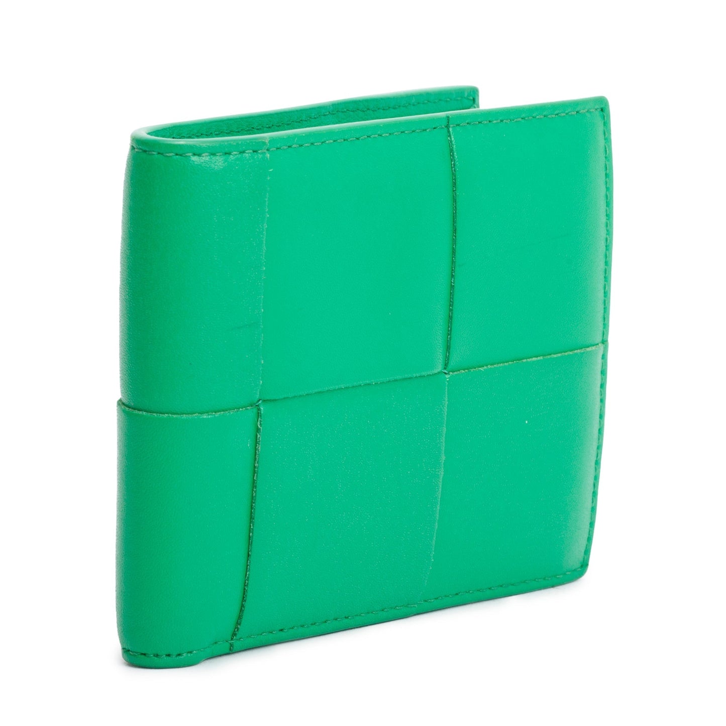 Bottega Veneta Green Intrecciato Leather Cassette Bi-Fold Wallet