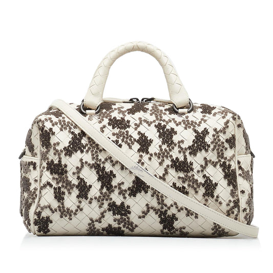 Luxury Bottega Veneta In Mist Intrecciato Flocked Velvet Bouquet Duffel Bag (SHG-xasGlj)